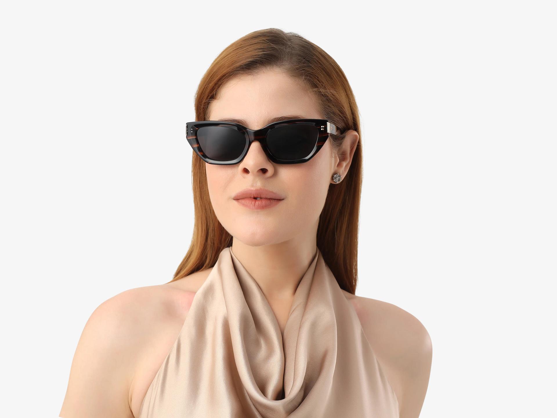 Dark Brown Marble Frame With Grey Tint Sunglasses-1