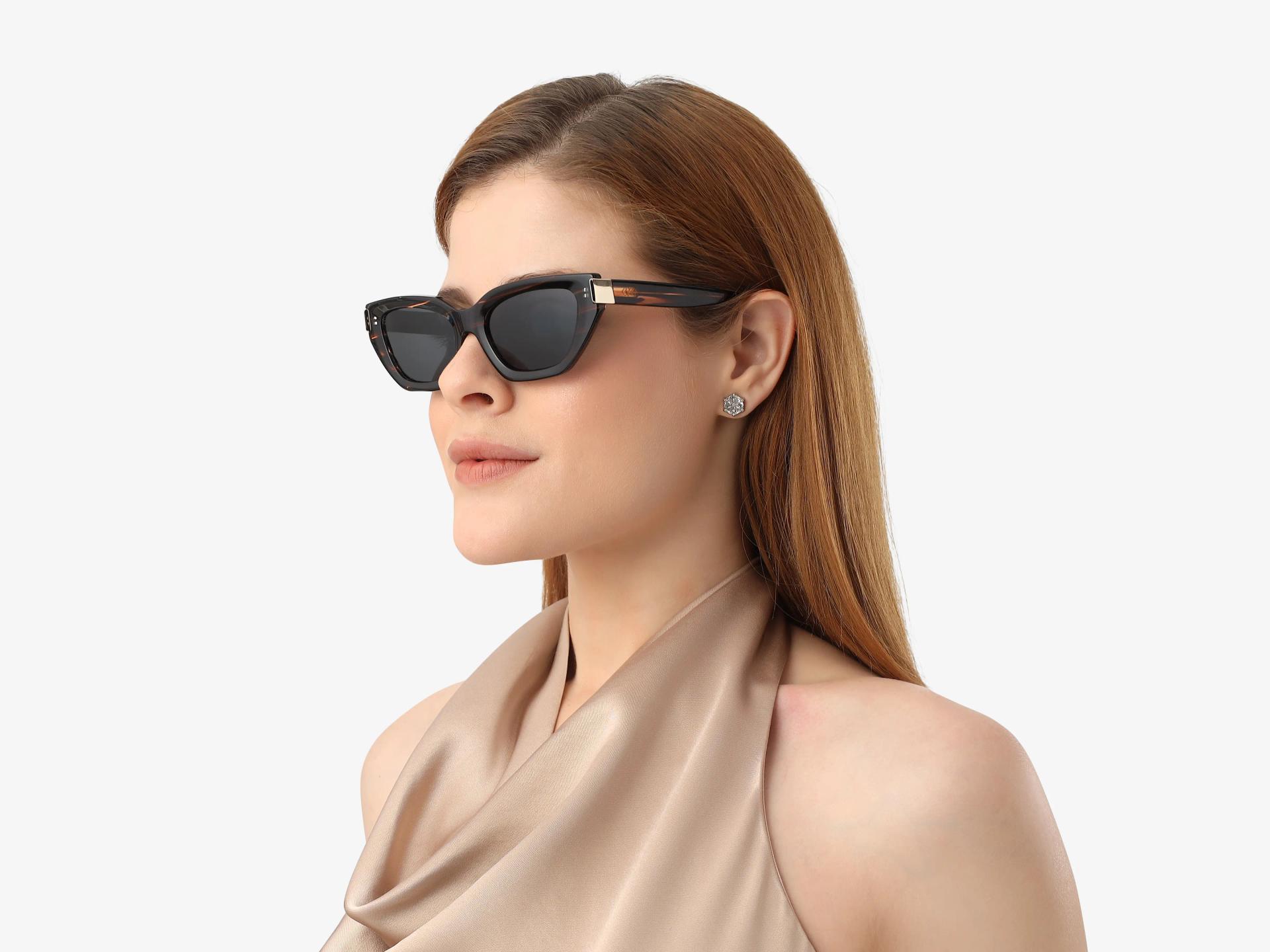 Dark Brown Marble Frame With Grey Tint Sunglasses-1