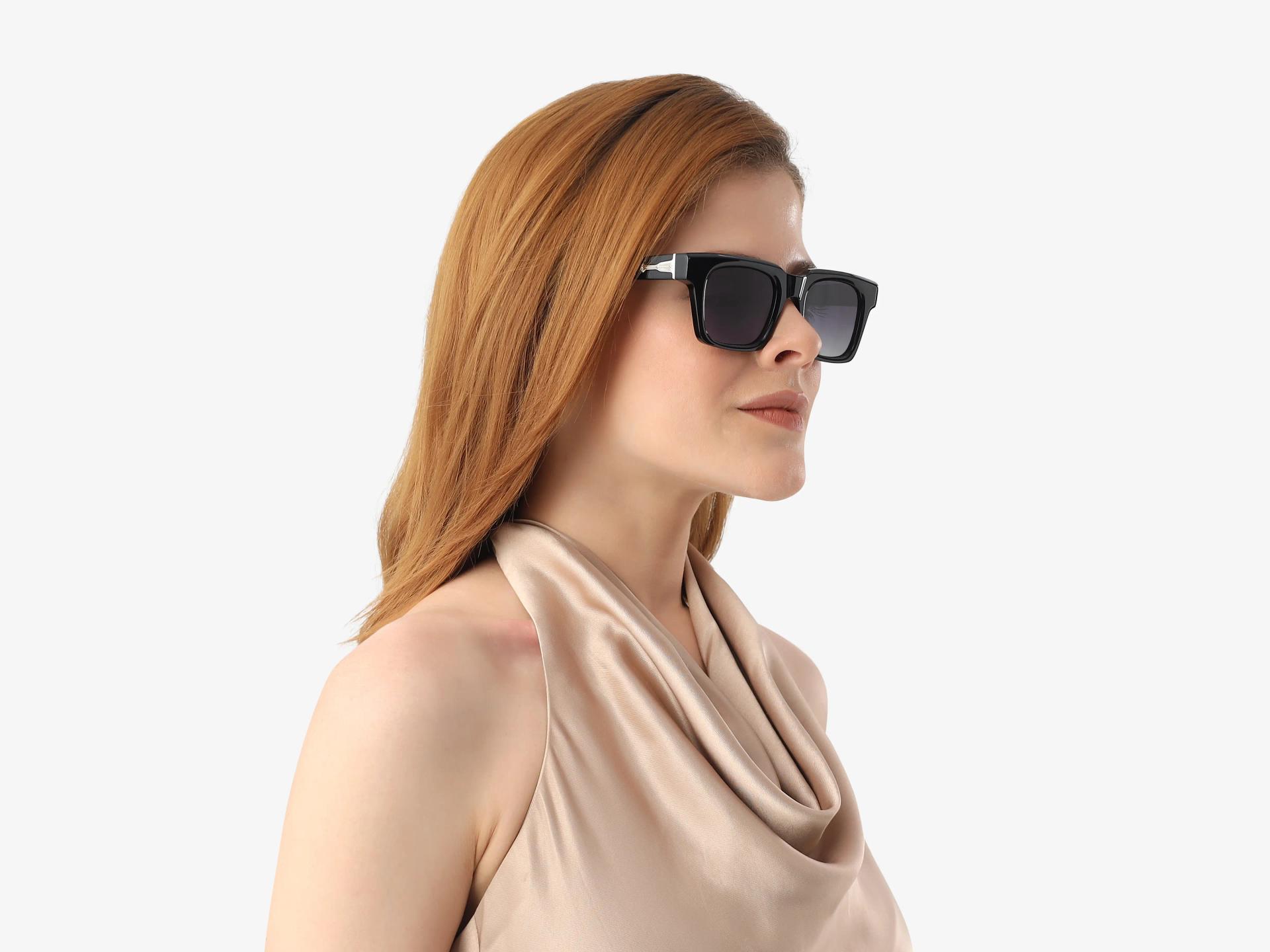 Black Frame With Dark Grey Gradient Tint Sunglasses-1