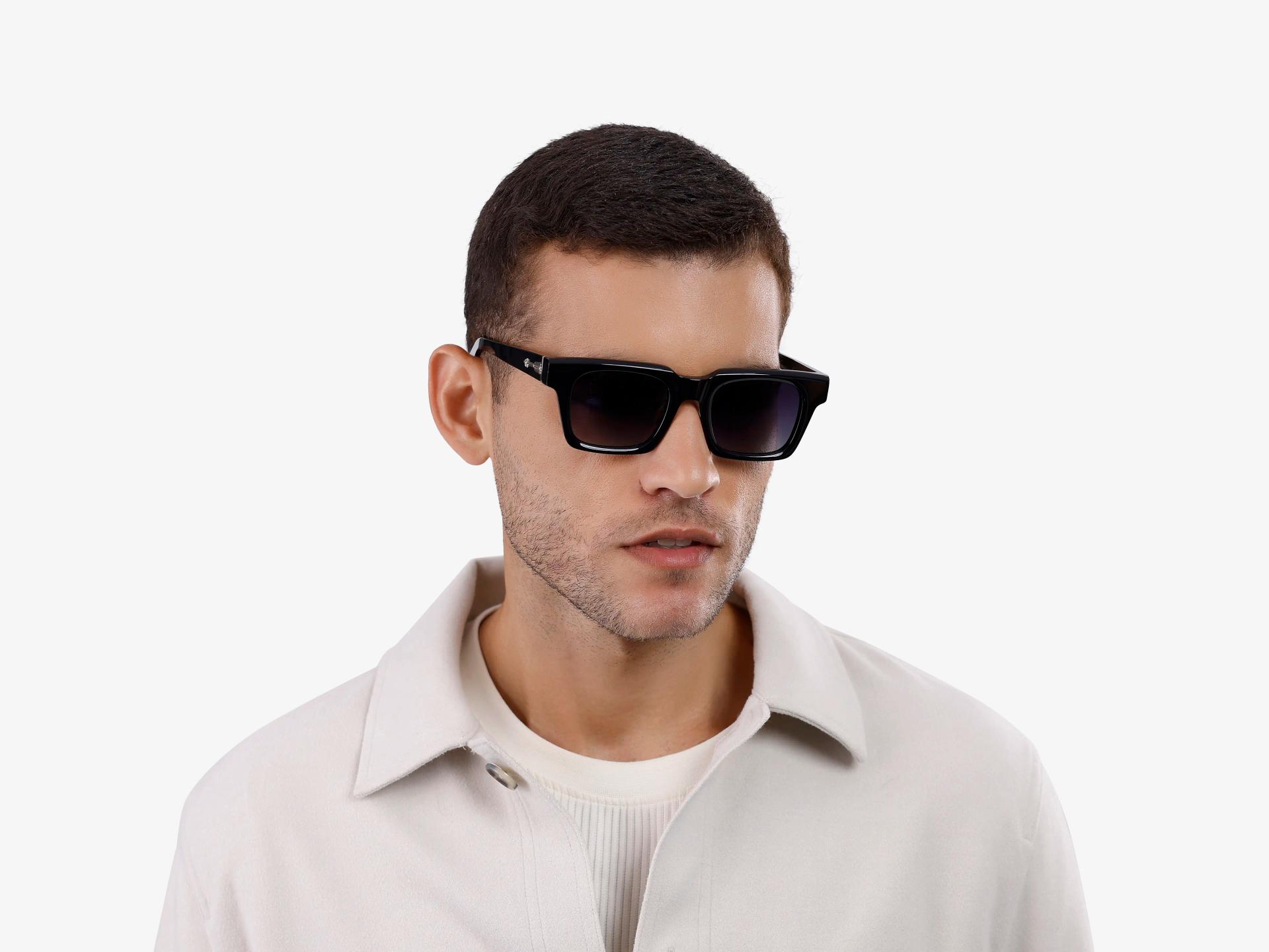 Black Frame With Dark Grey Gradient Tint Sunglasses-1