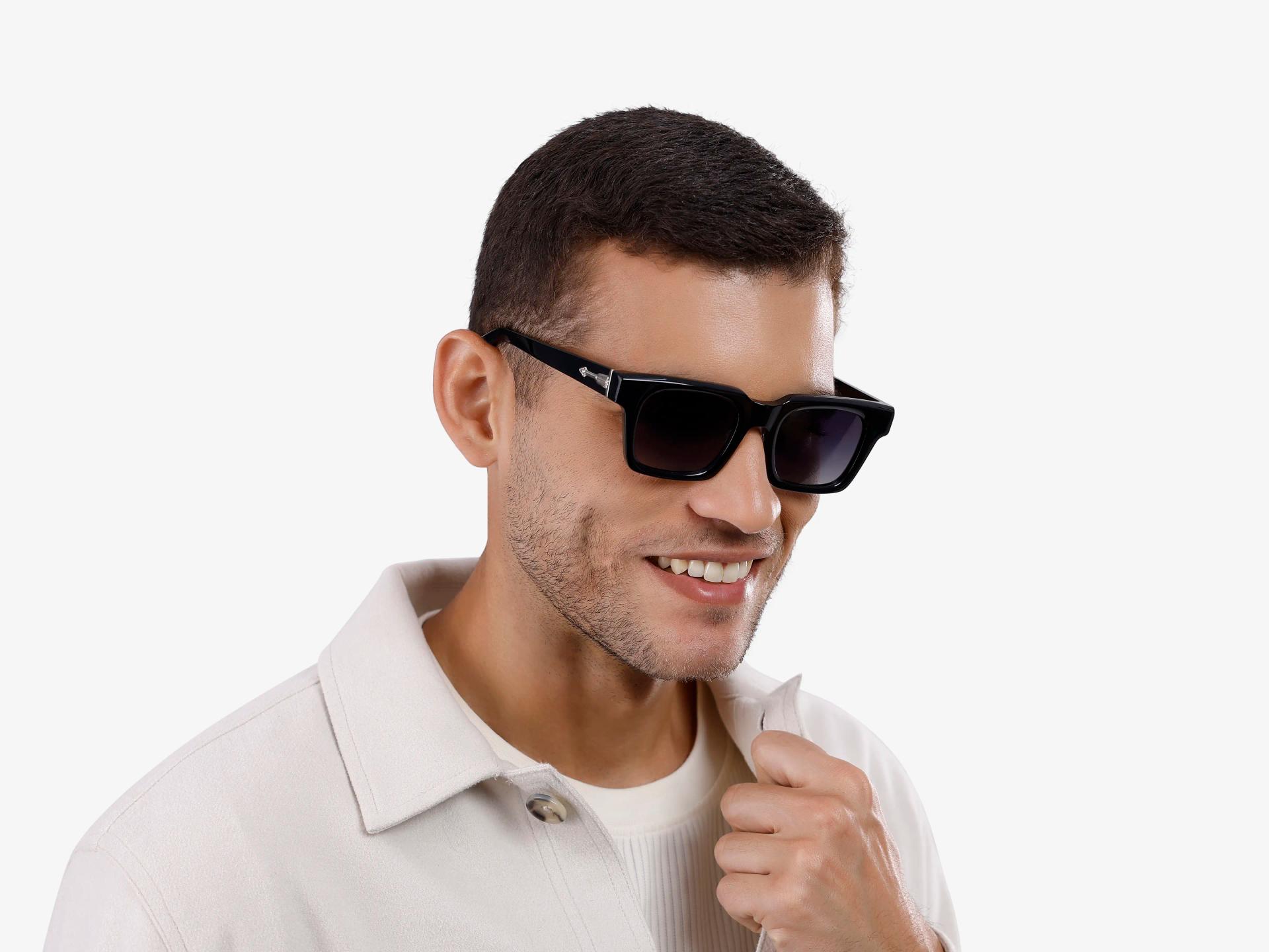 Black Frame With Dark Grey Gradient Tint Sunglasses-1