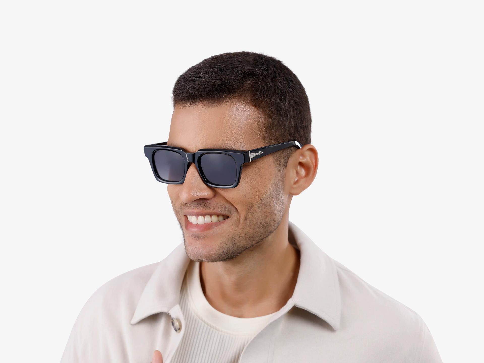 Black Frame With Dark Grey Gradient Tint Sunglasses-1