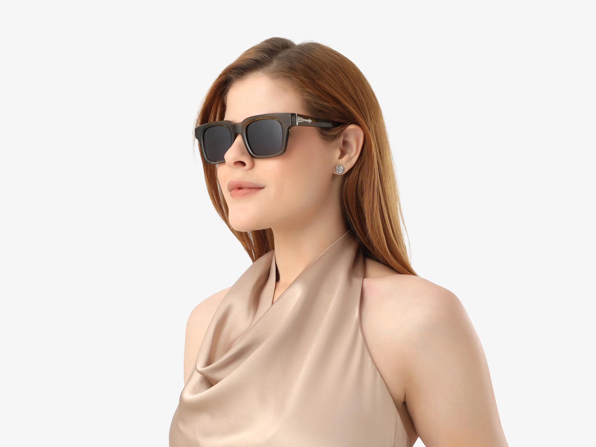 Crystal Jalapeno Square Frame With Grey Tint Sunglasses-1