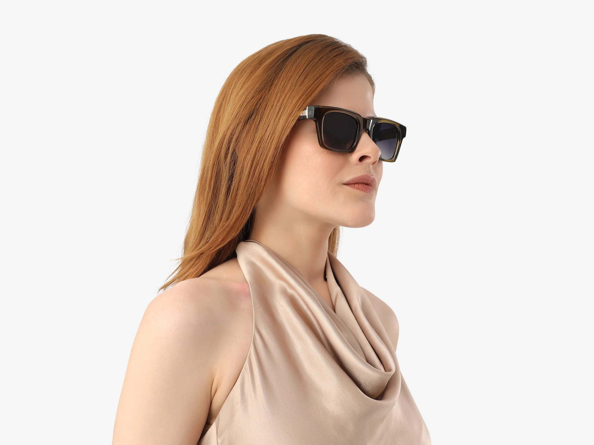 Crystal Jalapeno Square Frame With Grey Tint Sunglasses-1