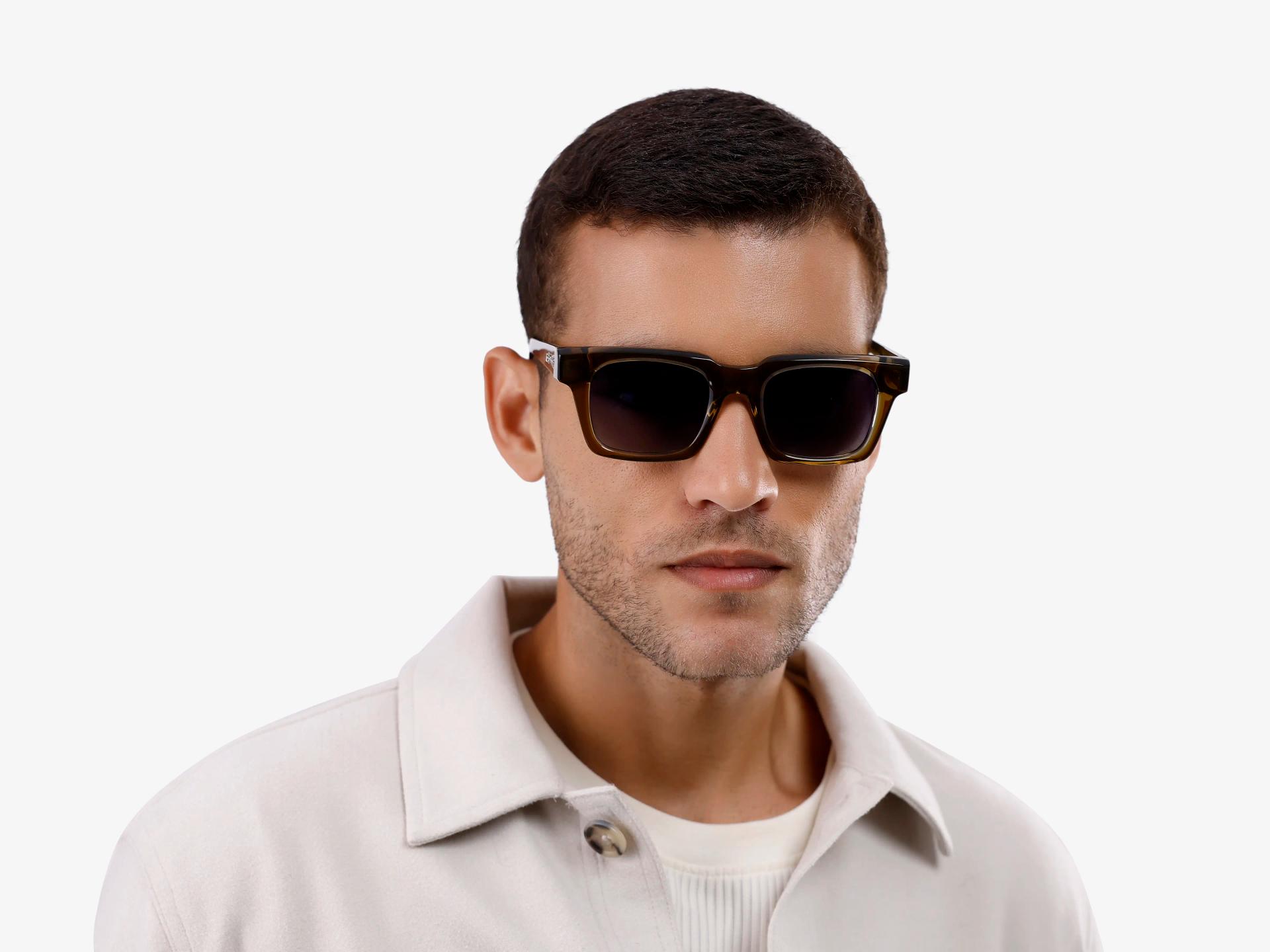 Crystal Jalapeno Square Frame With Grey Tint Sunglasses-1