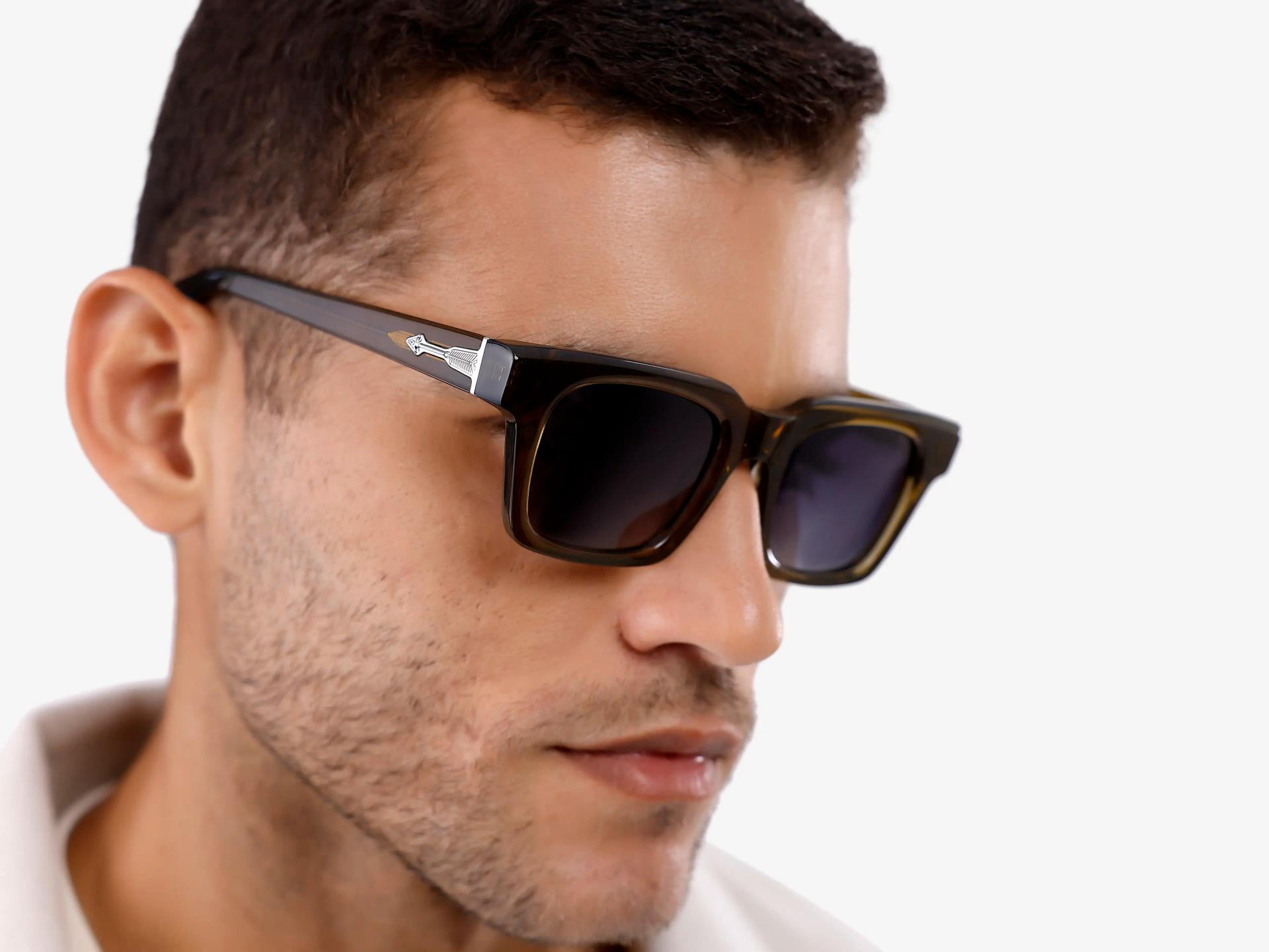 Crystal Jalapeno Square Frame With Grey Tint Sunglasses-1
