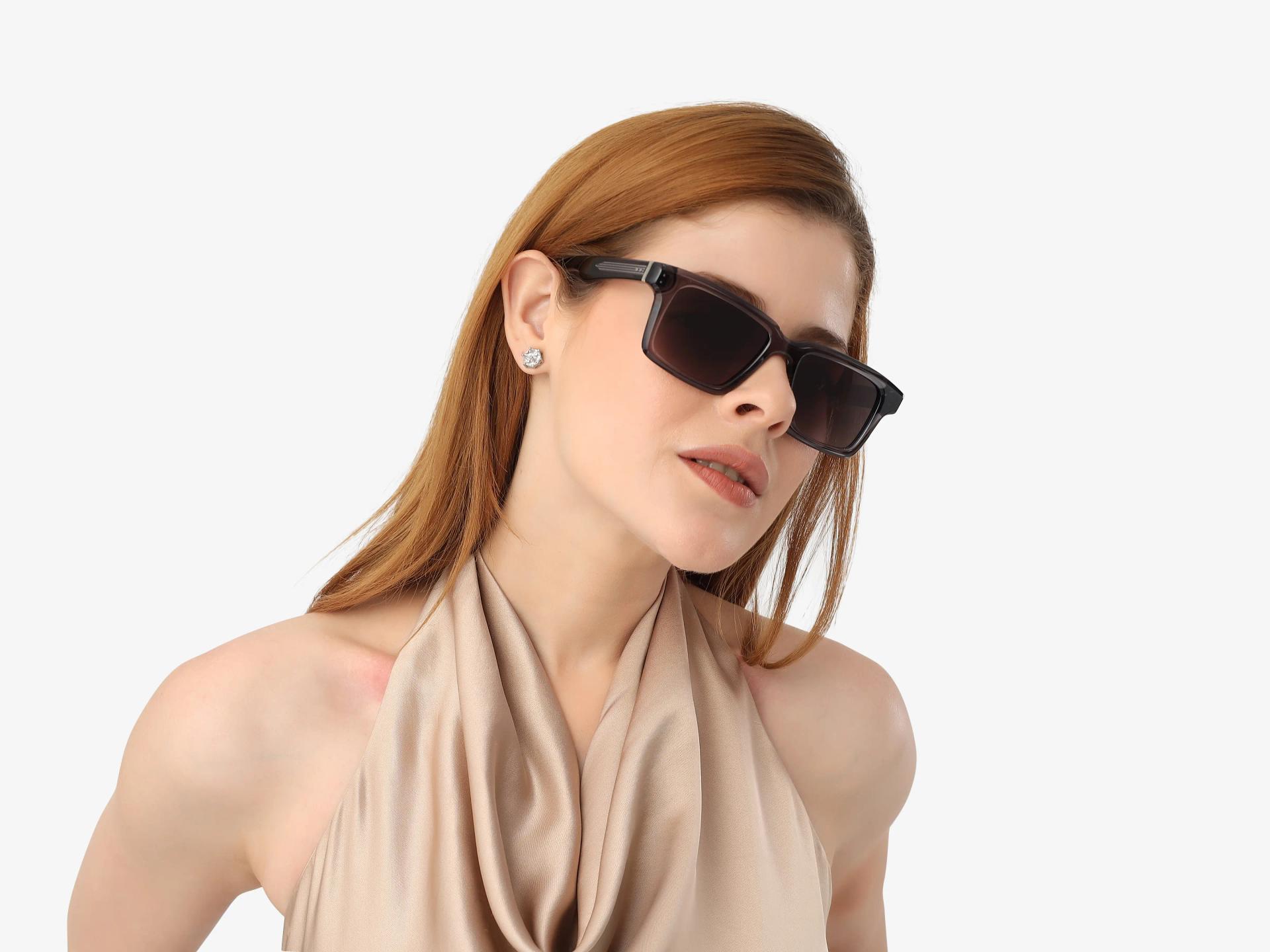 Crystal Grey Frame With Grey Gradient Tint Sunglasses-1