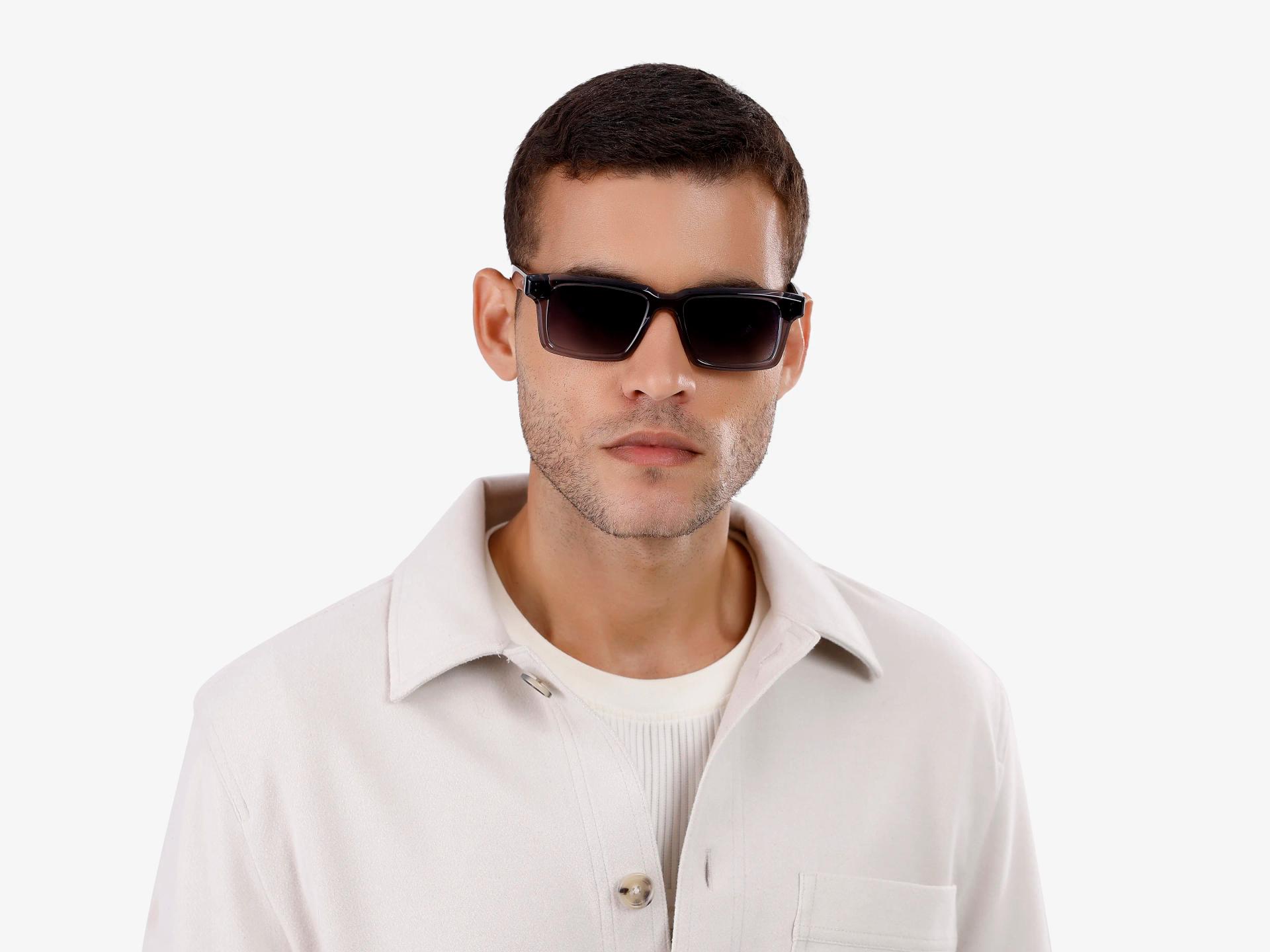 Crystal Grey Frame With Grey Gradient Tint Sunglasses-1