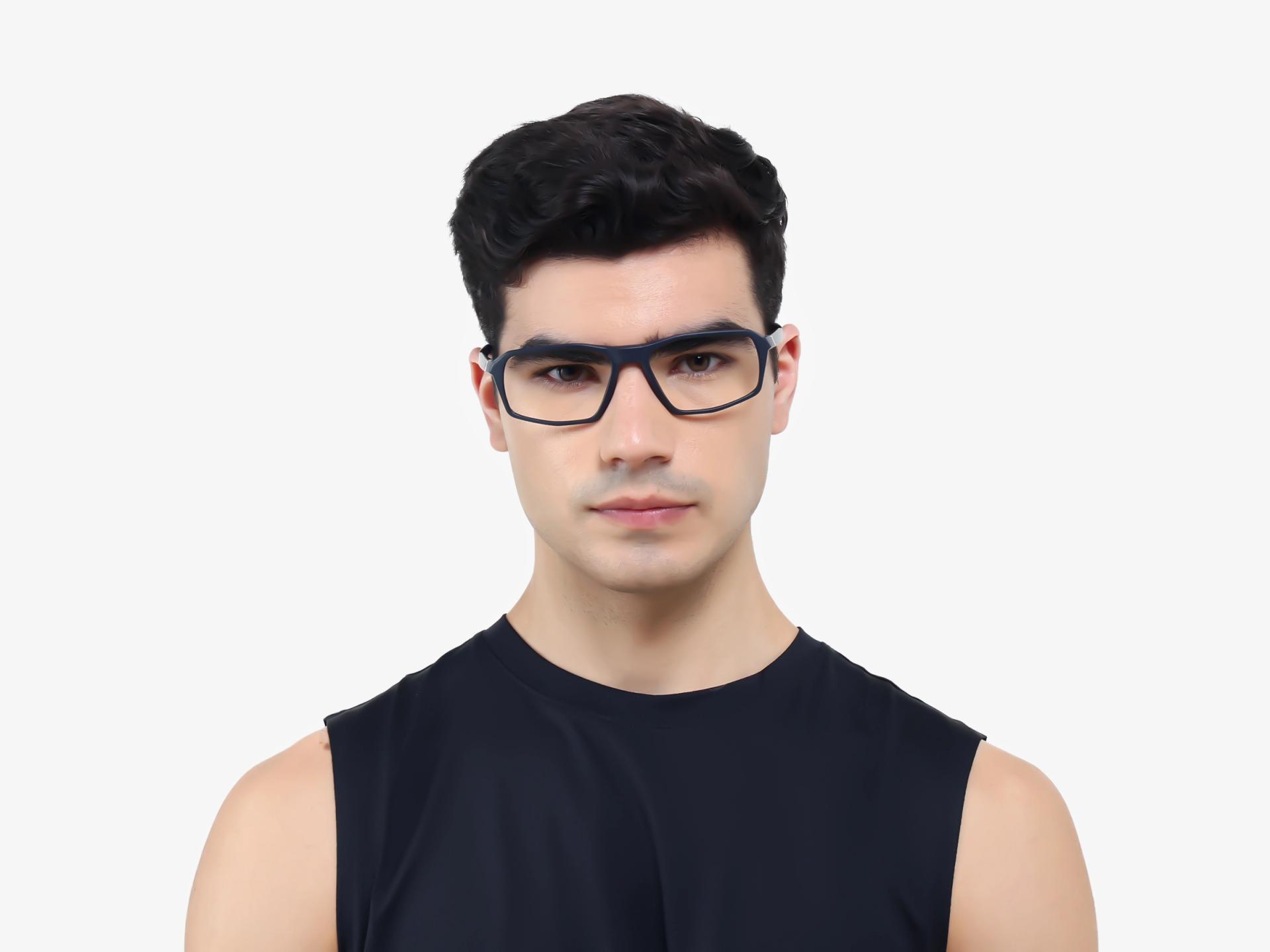 Navy Blue Rectangular Full-Rim Sports Glasses-1
