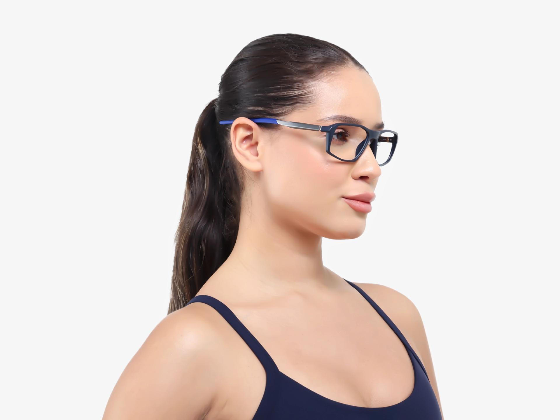 Navy Blue Rectangular Full-Rim Sports Glasses-1