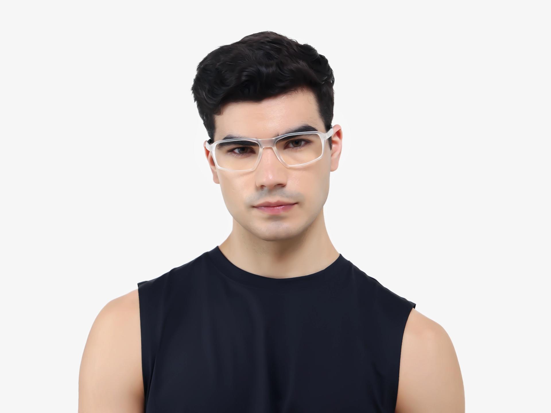 Dove White Rectangular Full-Rim Sports Glasses-1