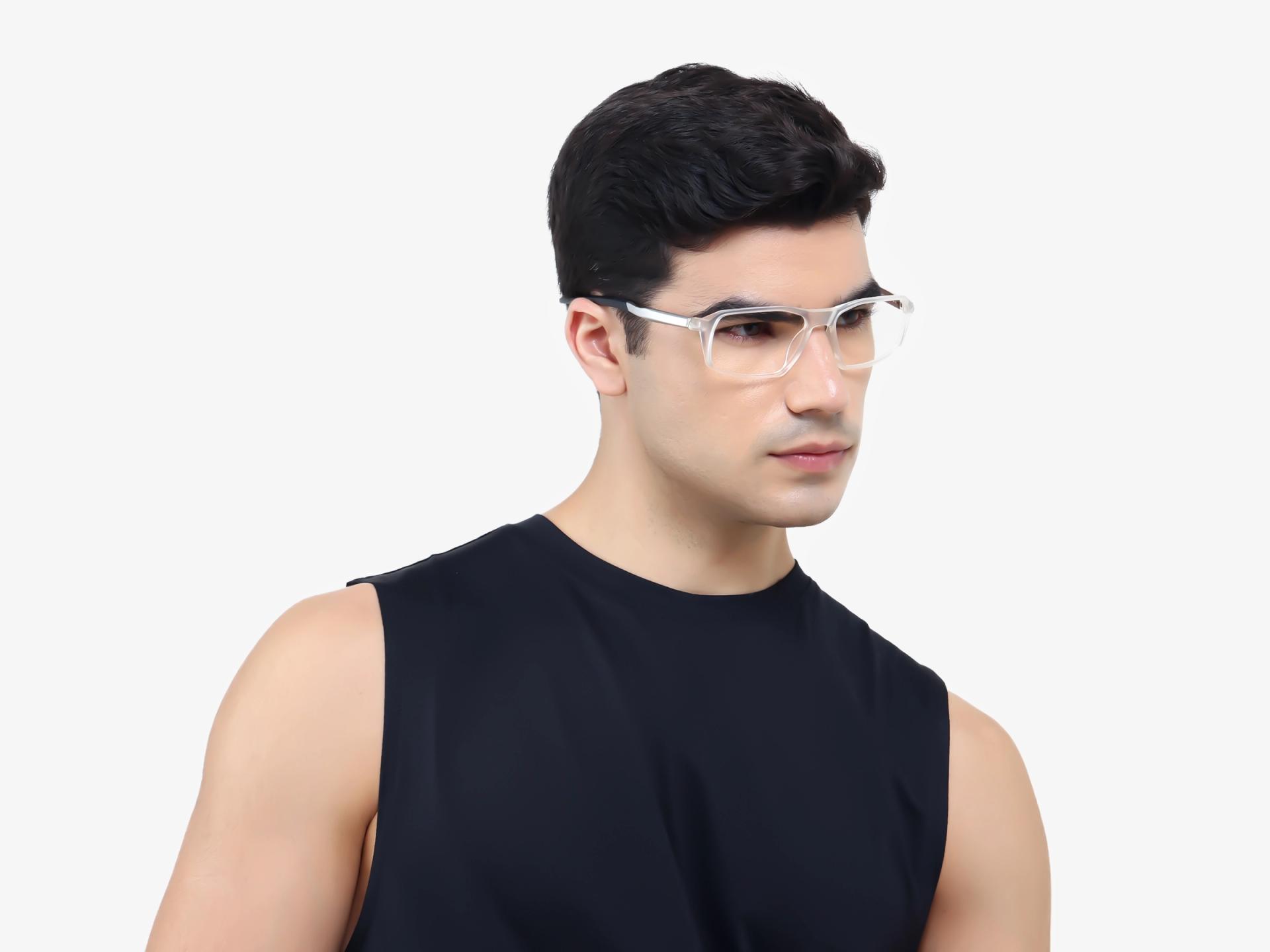 Dove White Rectangular Full-Rim Sports Glasses-1