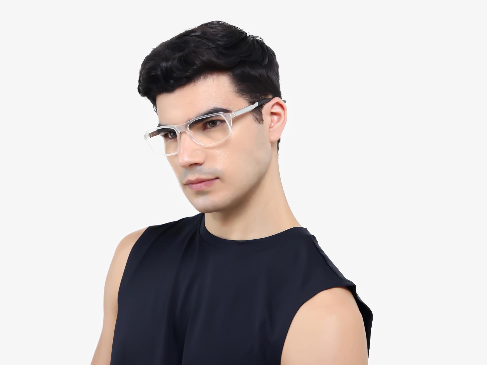 Dove White Rectangular Full-Rim Sports Glasses-1