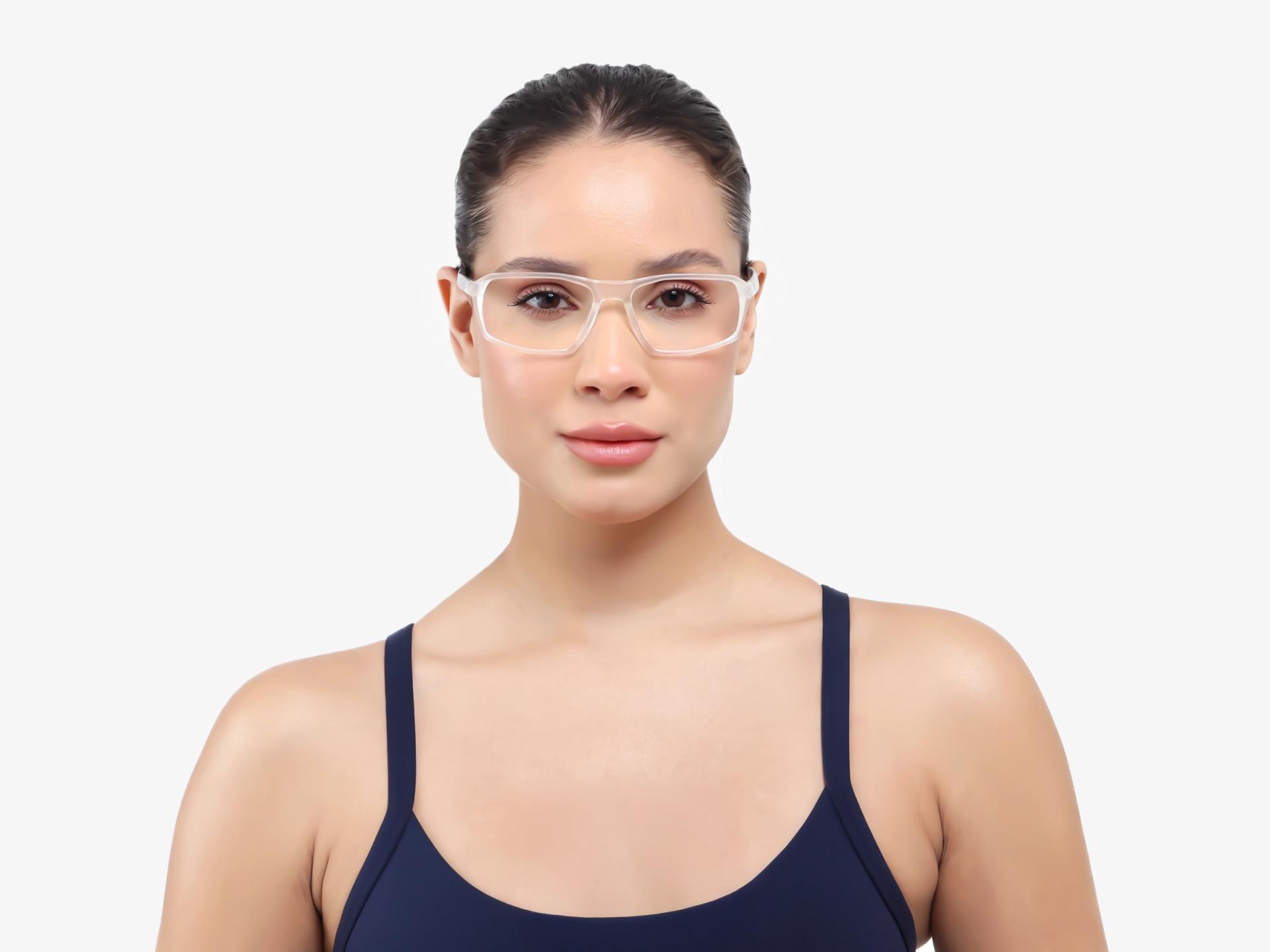 Dove White Rectangular Full-Rim Sports Glasses-1