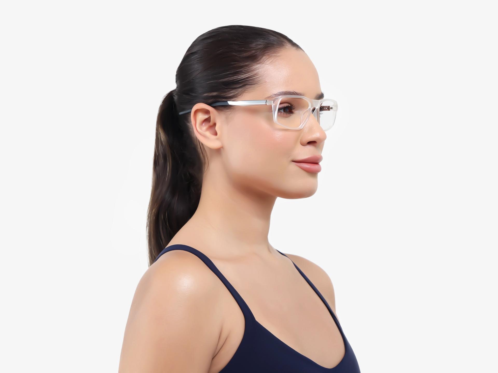 Dove White Rectangular Full-Rim Sports Glasses-1