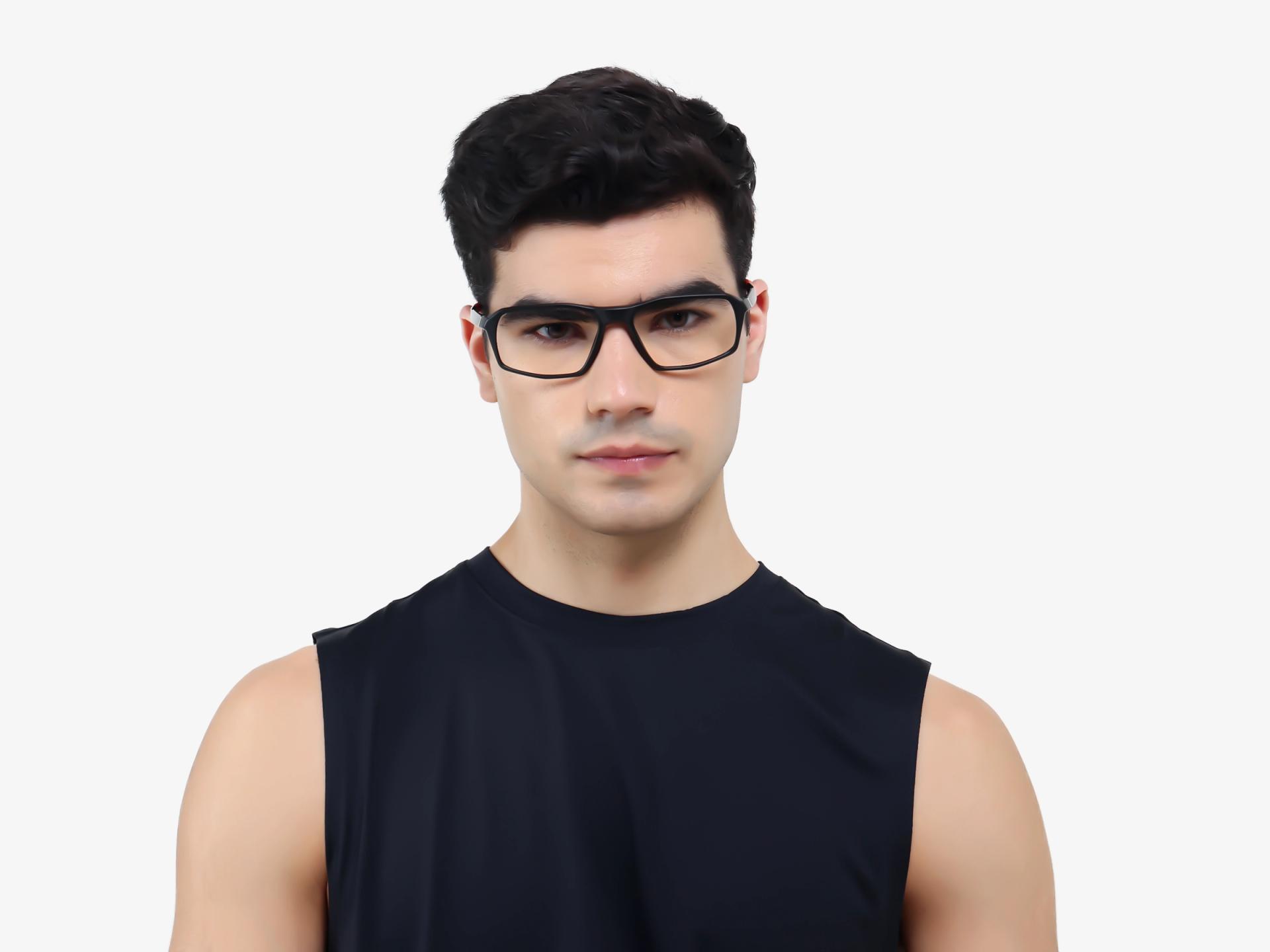 Black & Red Rectangular Full-Rim Sports Glasses-1