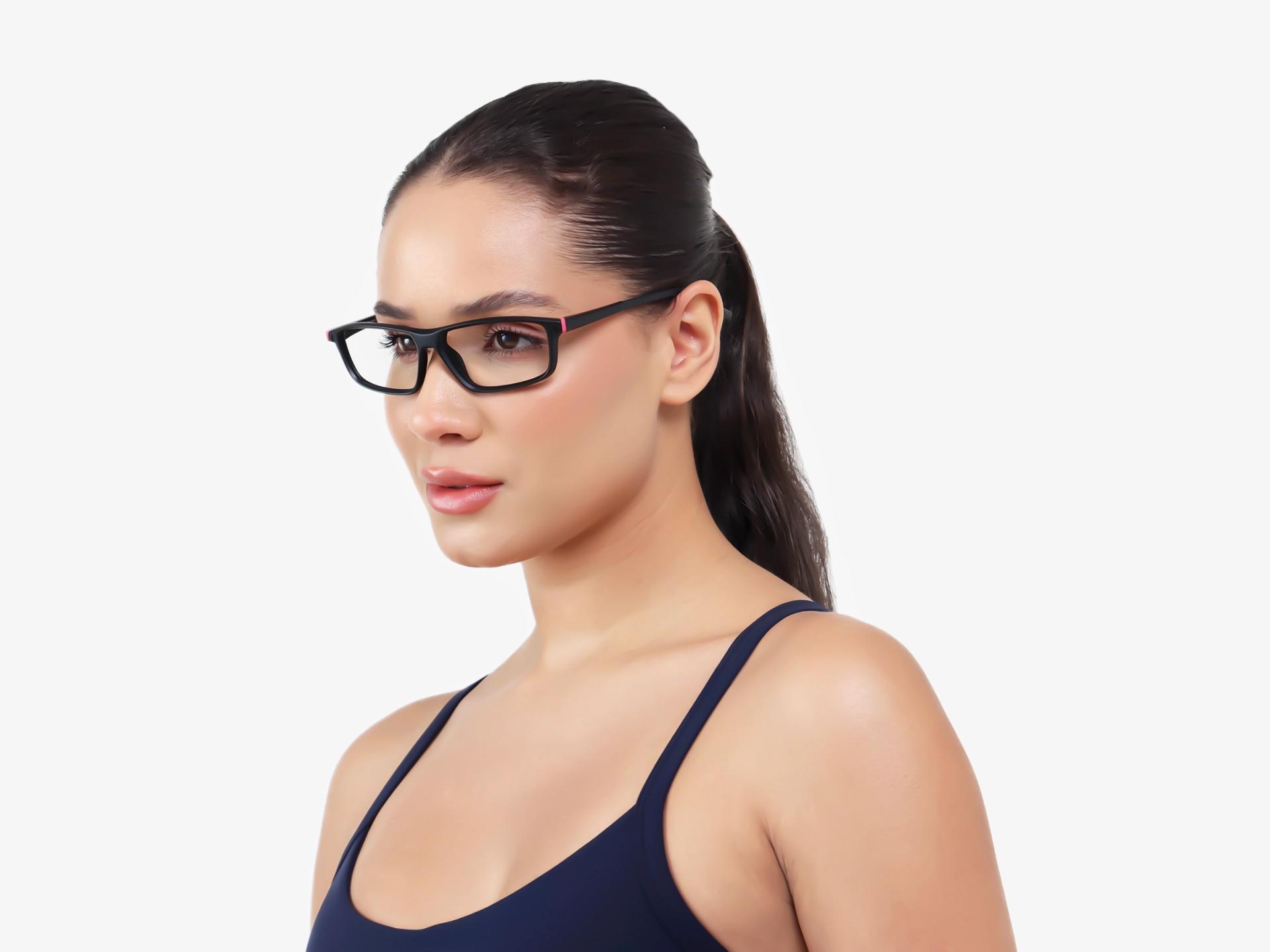 Black Rectangular Full-Rim TR90 Glasses-1