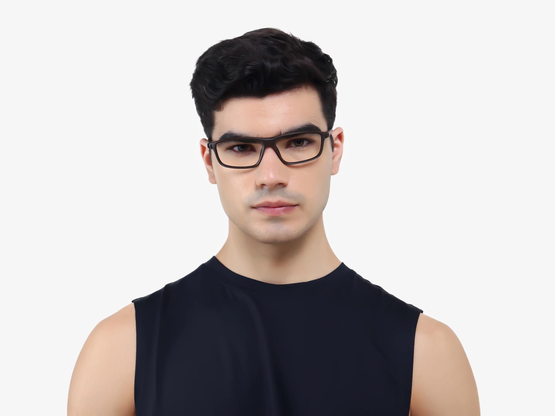Sports Dark Brown Rectangular Glasses-1