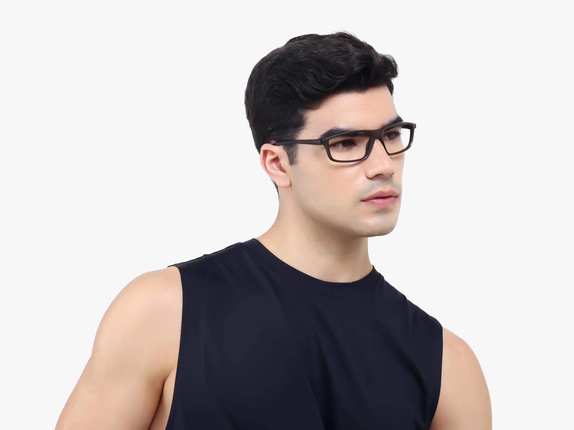 Sports Dark Brown Rectangular Glasses-1