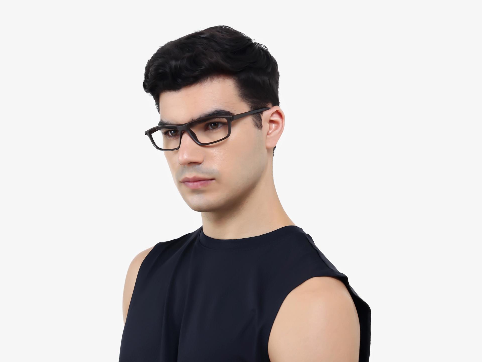 Sports Dark Brown Rectangular Glasses-1