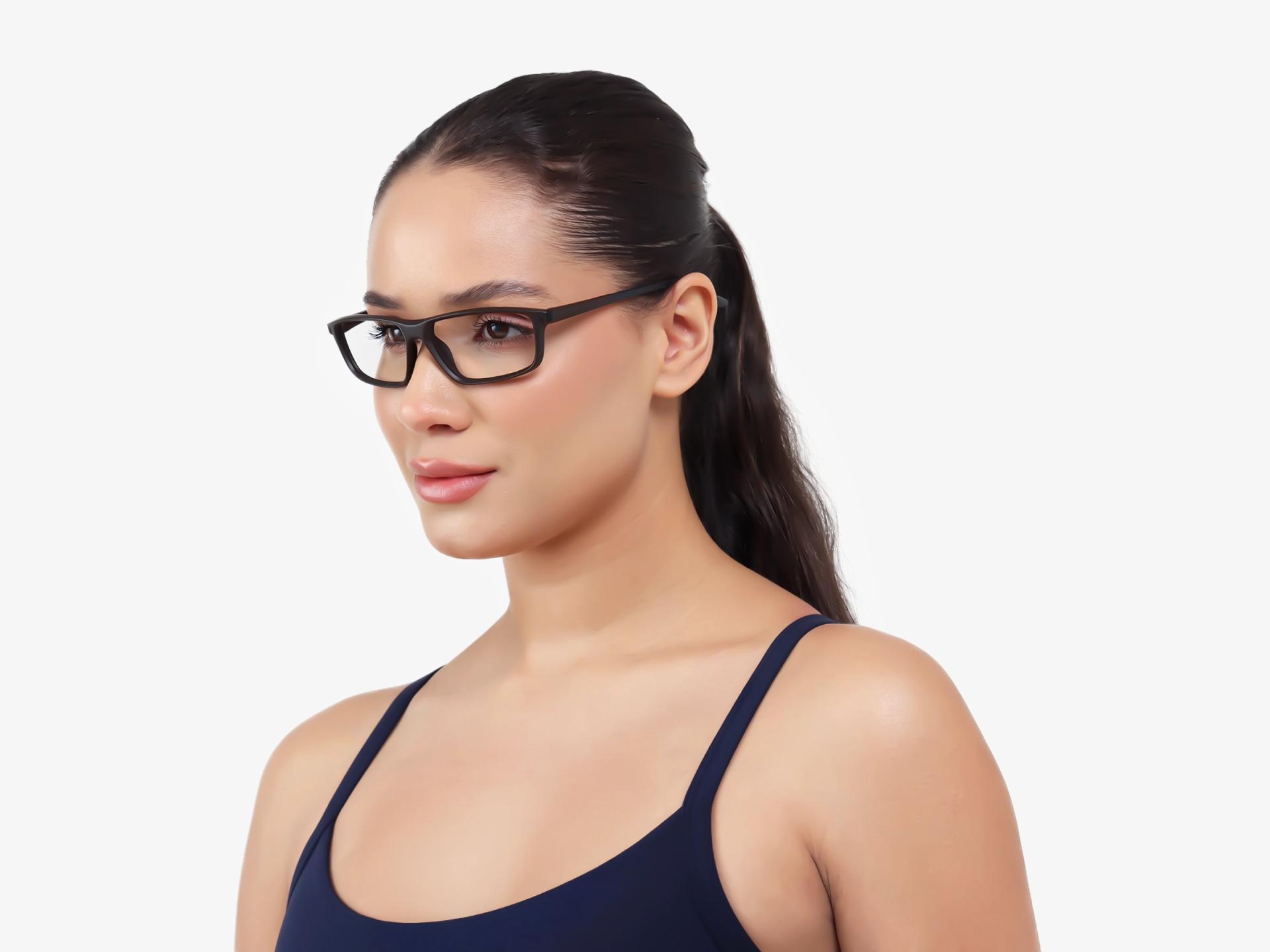 Sports Dark Brown Rectangular Glasses-1