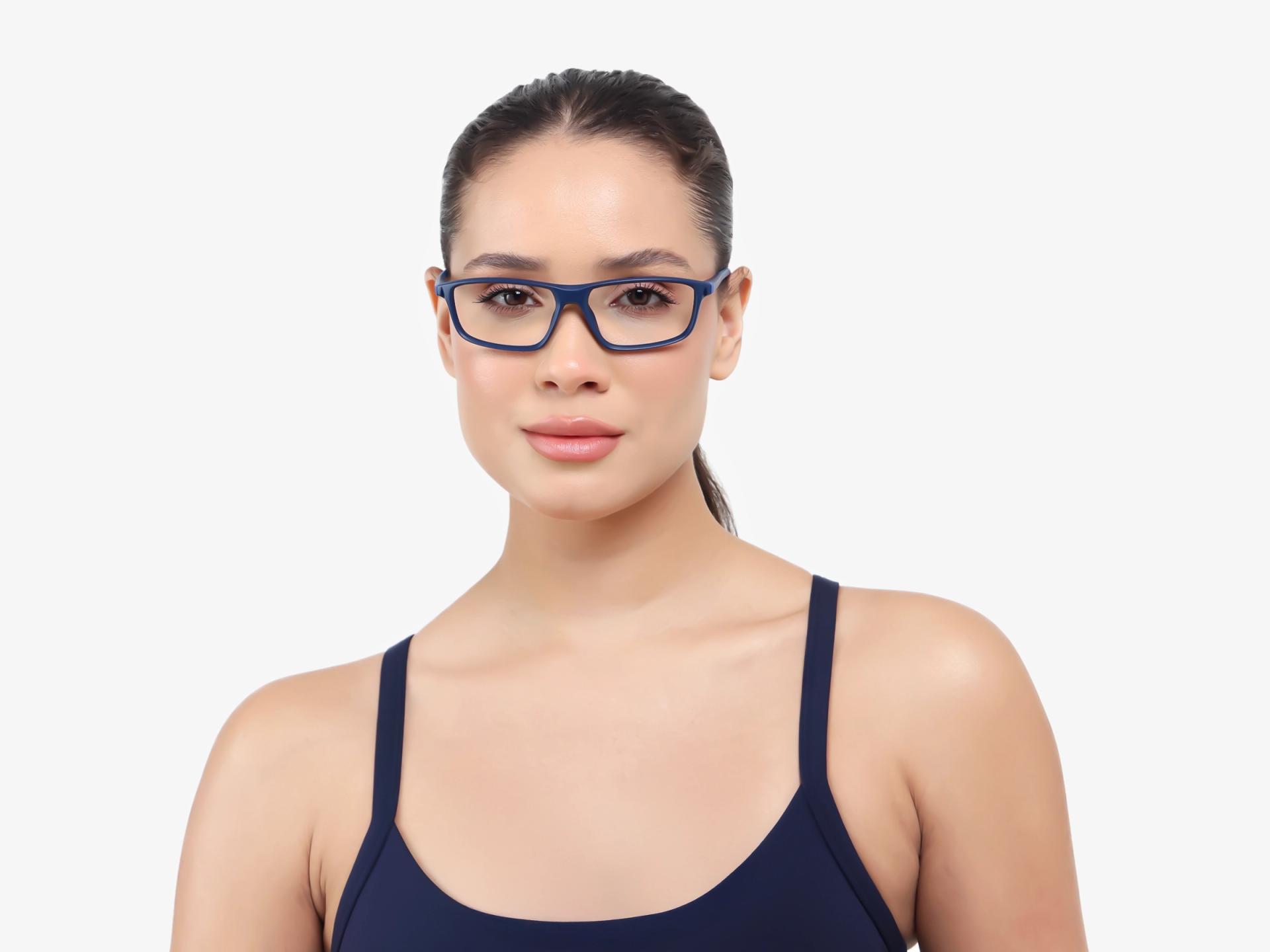 Sports TR90 Navy Blue Rectangular Glasses-1