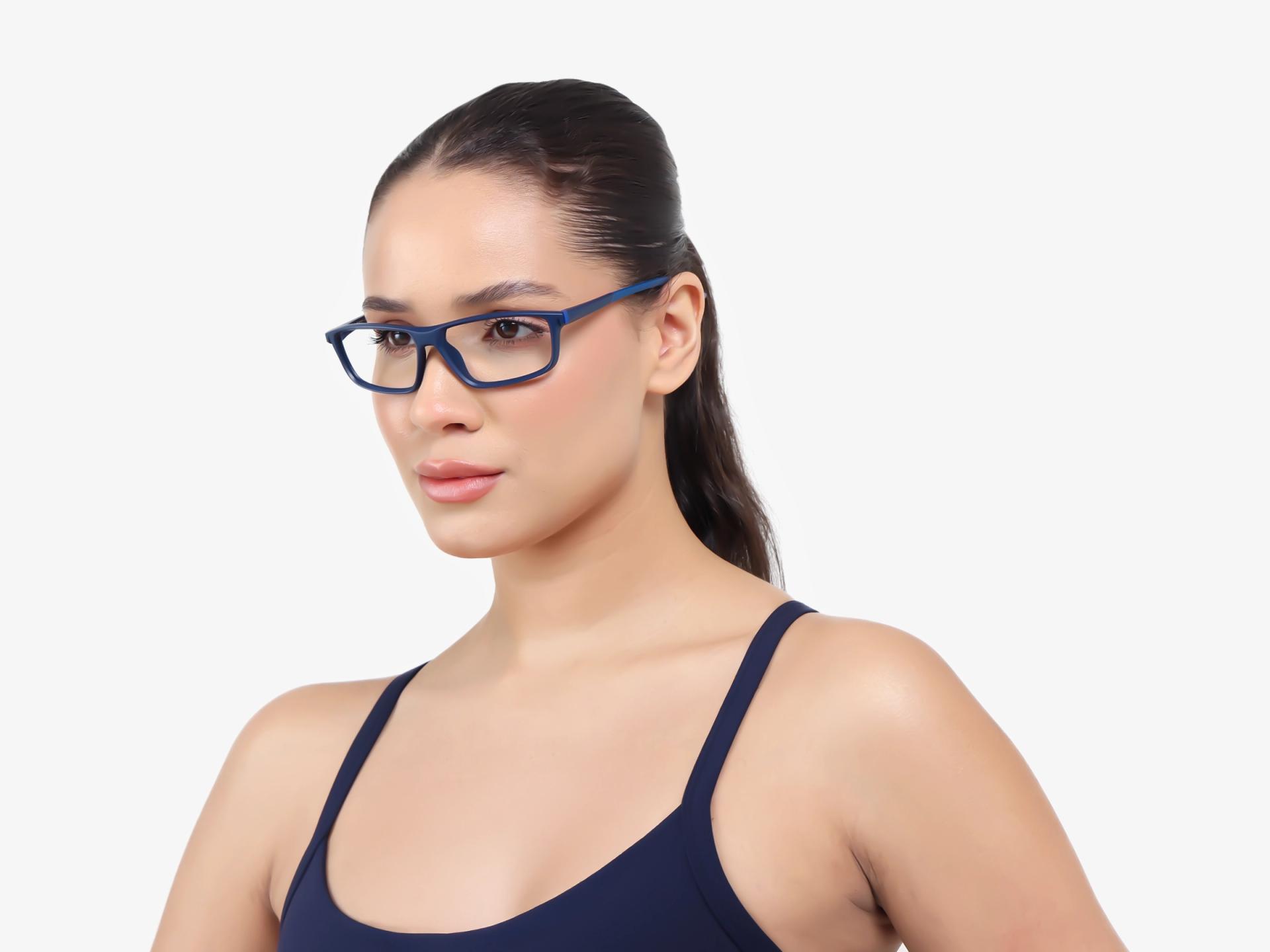 Sports TR90 Navy Blue Rectangular Glasses-1