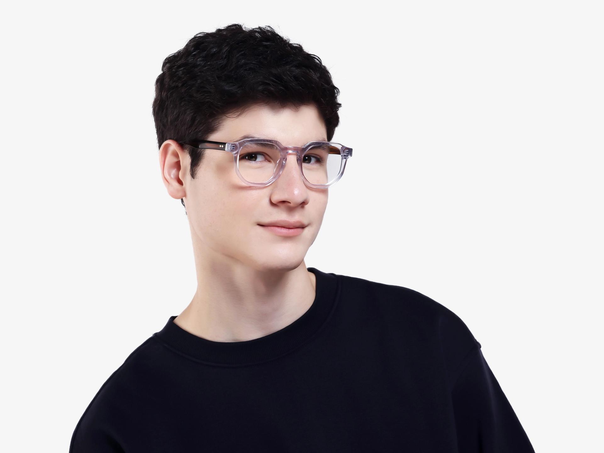 Crystal Clear with Brown Geometric Round Glasses-1