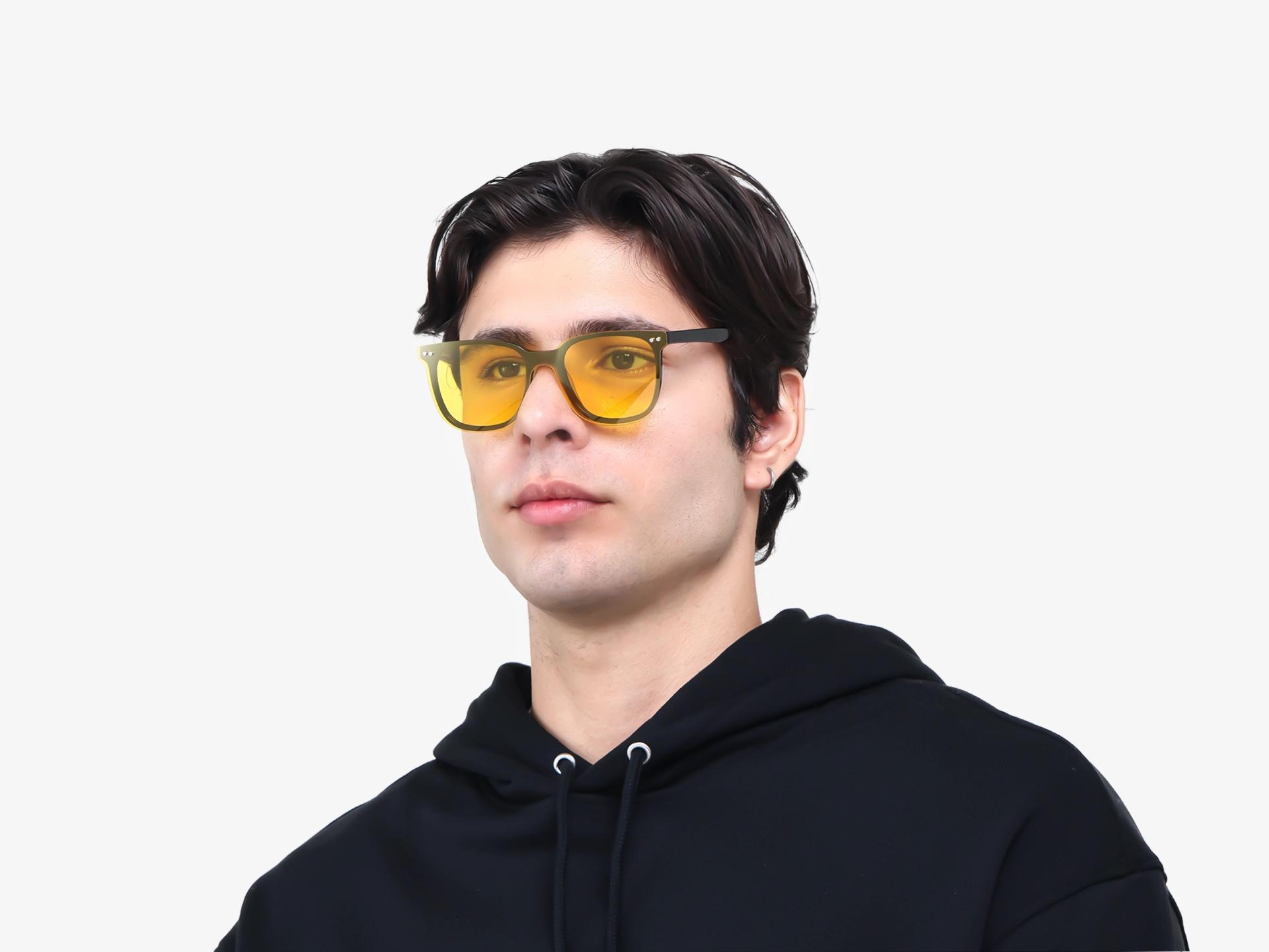 Black Magnetic Clip-On Prescription Glasses – Green & Yellow