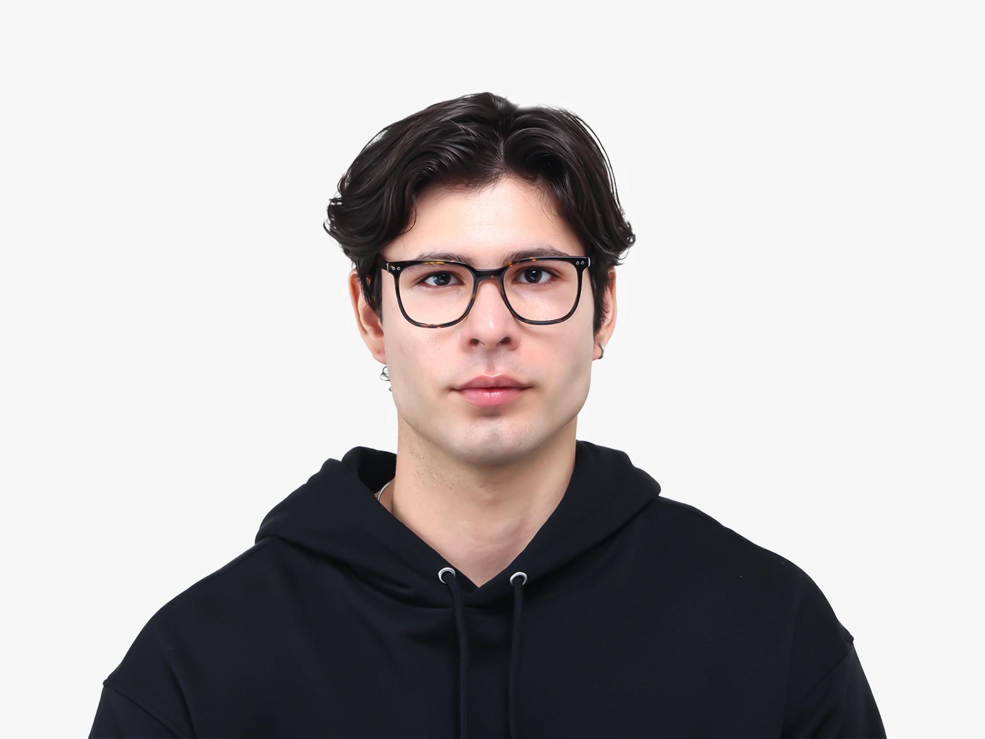 Tortoise Clip-On Glasses with Green & Yellow Lenses