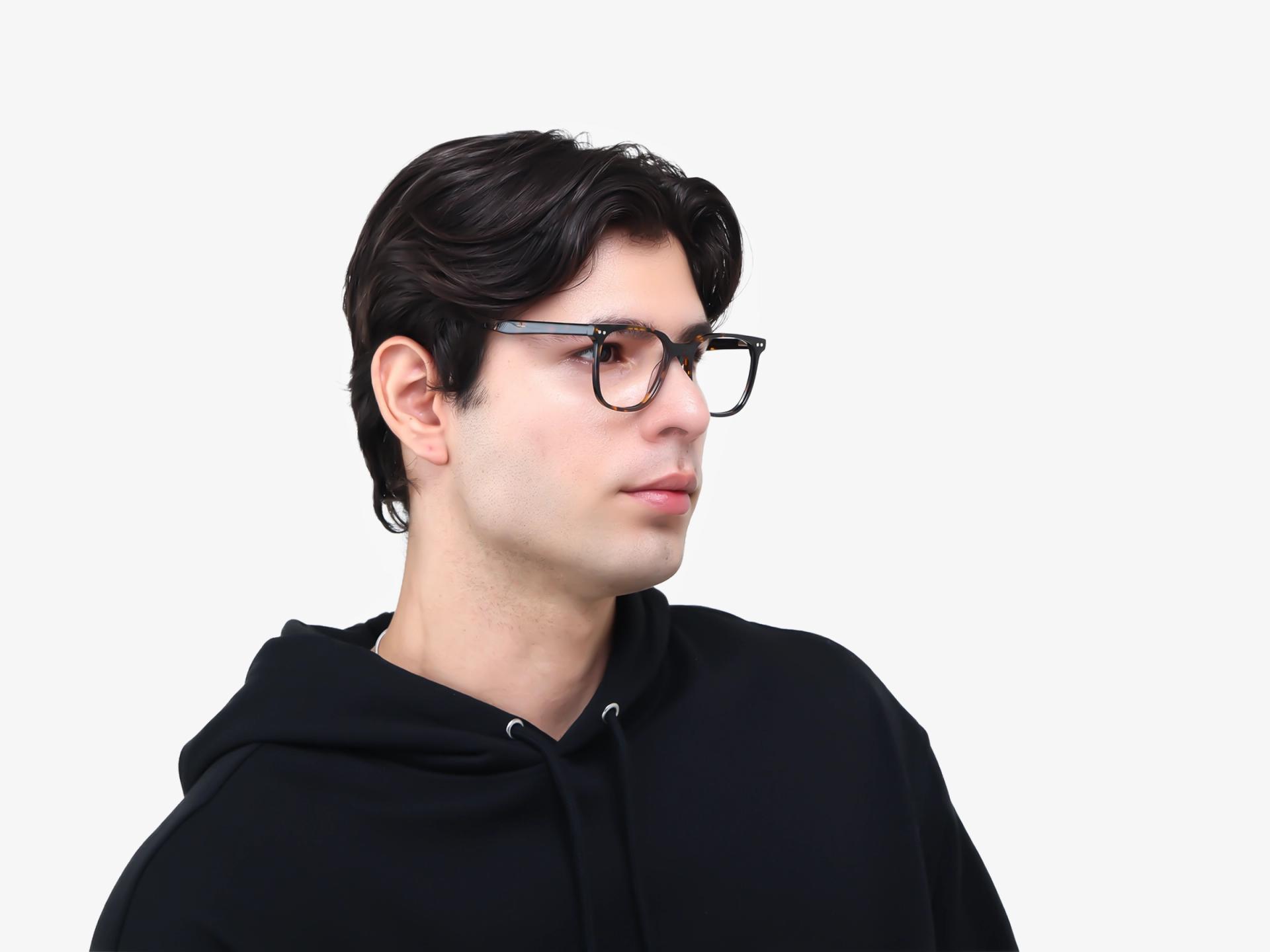 Tortoise Clip-On Glasses with Green & Yellow Lenses