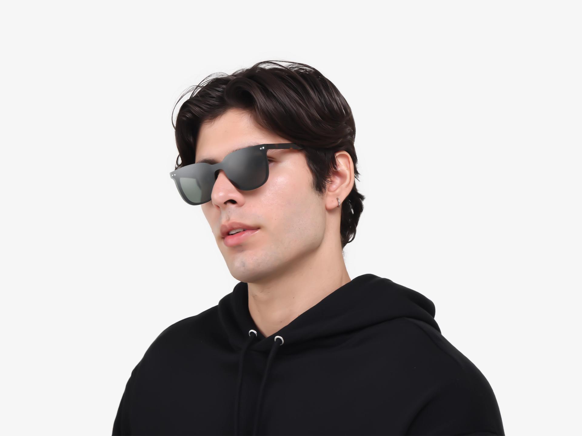 Tortoise Clip-On Glasses with Green & Yellow Lenses
