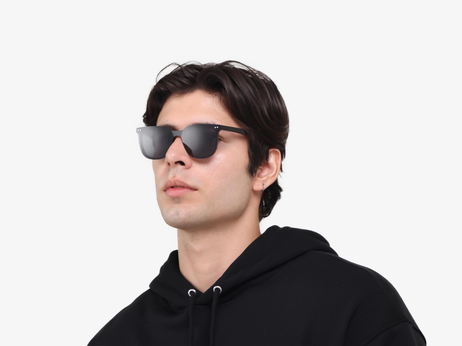 Dark Chestnut Clip-On Glasses with Yellow & Grey Lenses