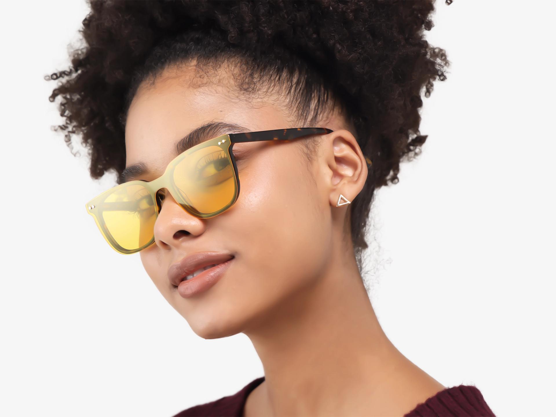 Tortoise Clip-On Glasses with Green & Yellow Lenses