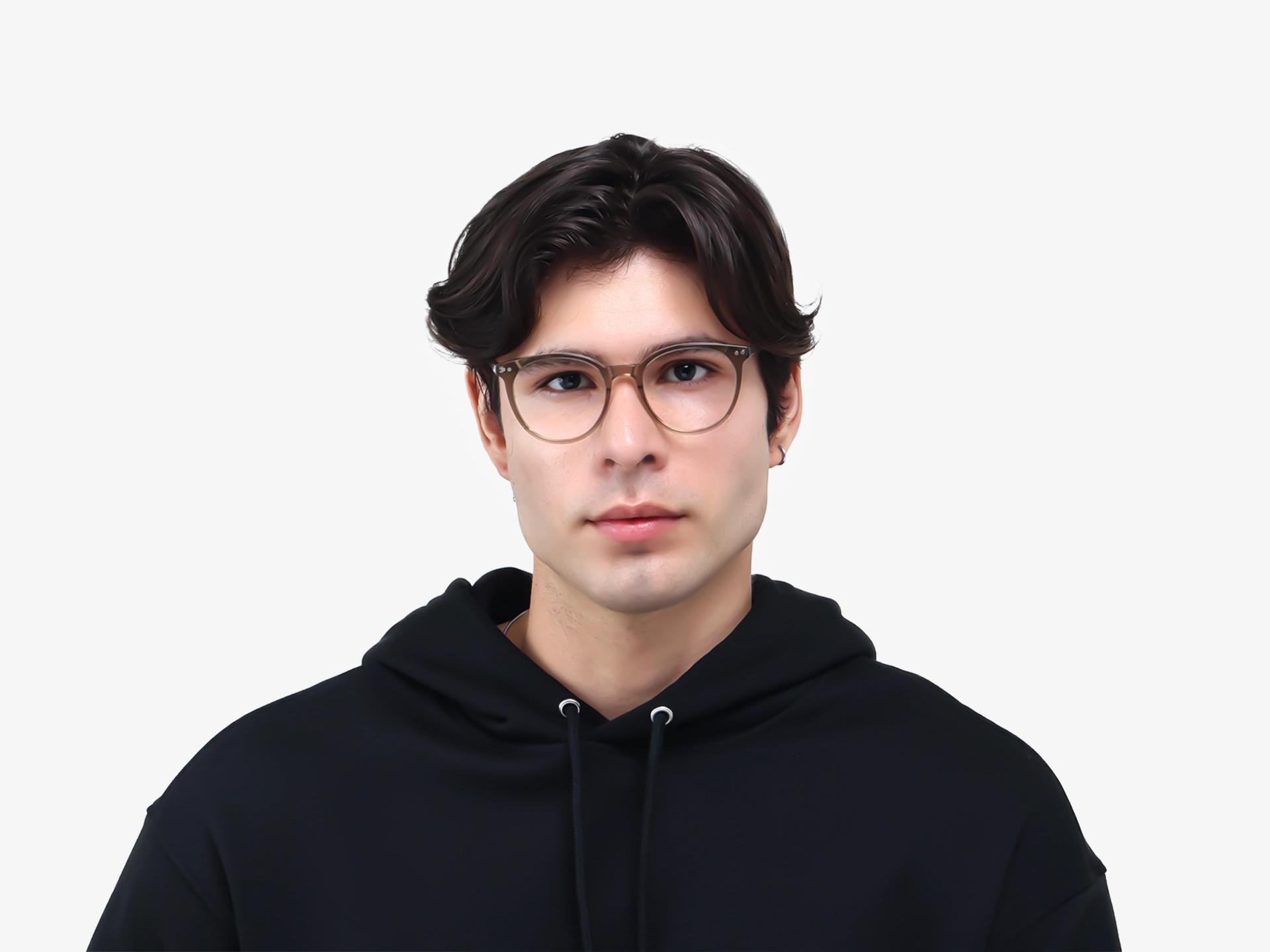Crystal Brown Clip-On Glasses with Green & Yellow Lenses