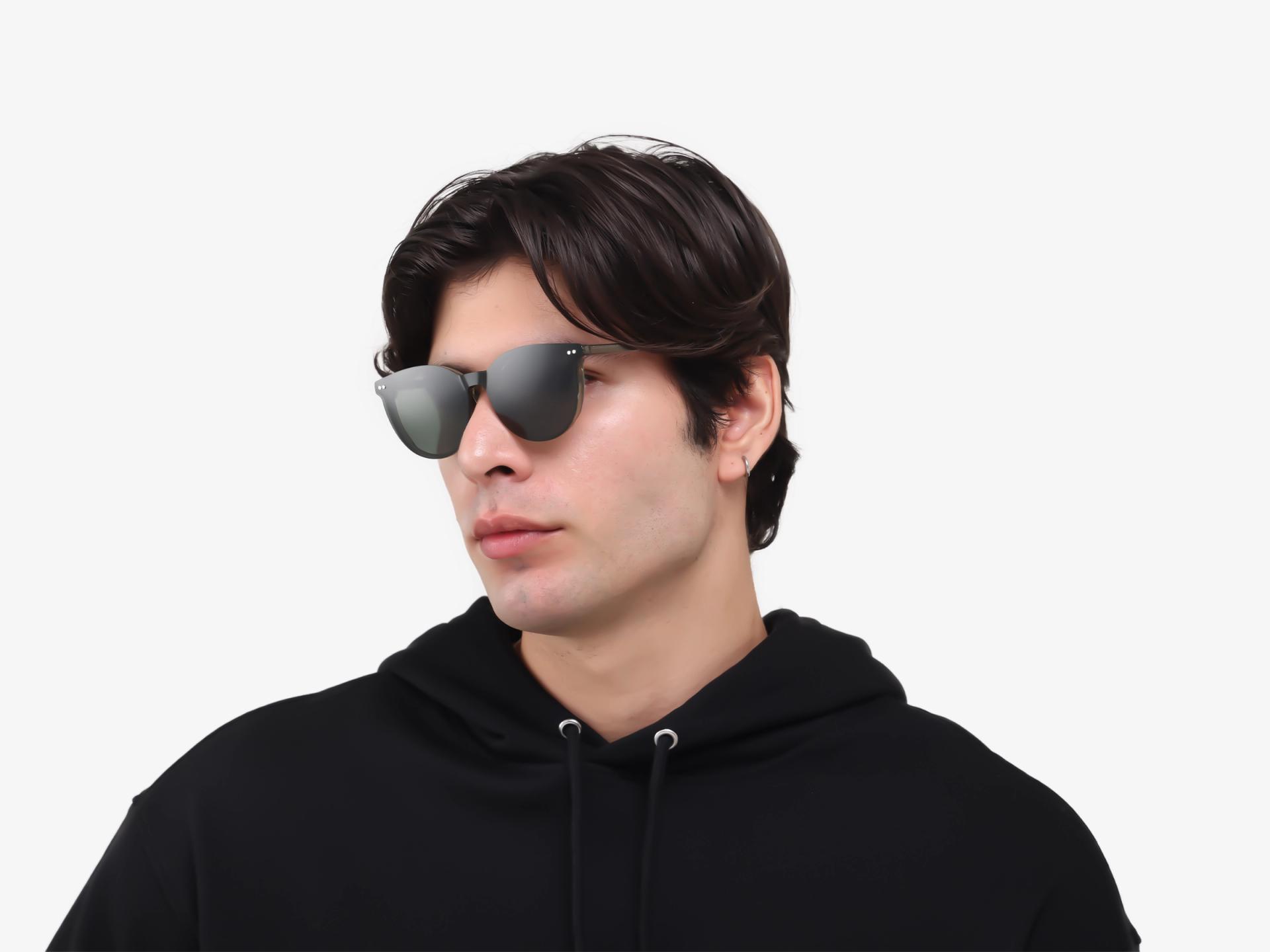 Crystal Brown Clip-On Glasses with Green & Yellow Lenses