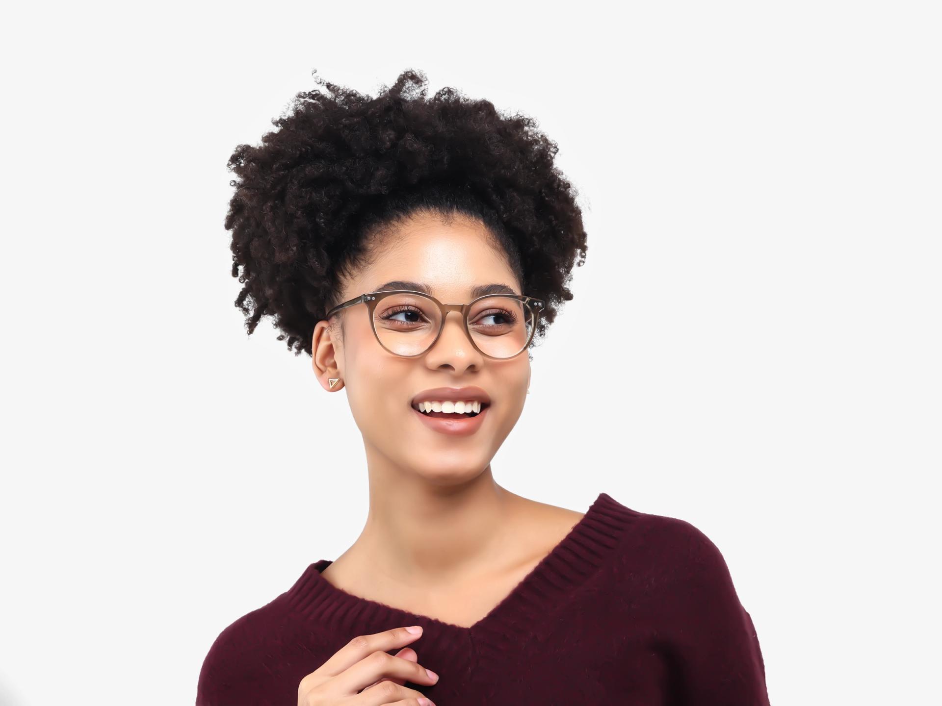 Crystal Brown Clip-On Glasses with Green & Yellow Lenses