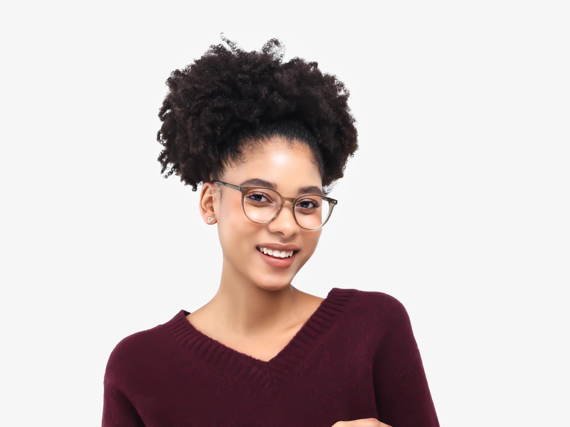 Crystal Brown Clip-On Glasses with Green & Yellow Lenses