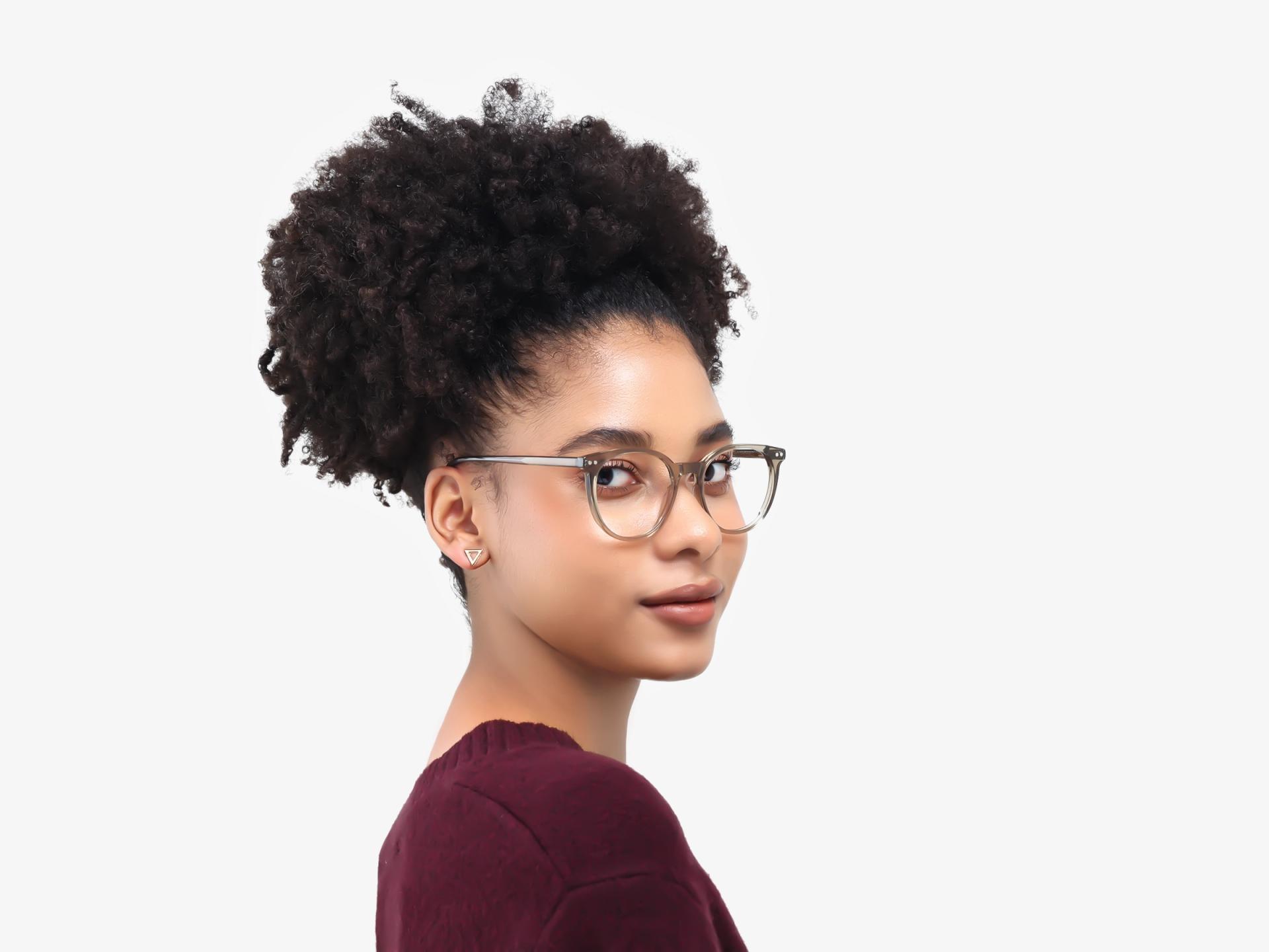 Crystal Brown Clip-On Glasses with Green & Yellow Lenses