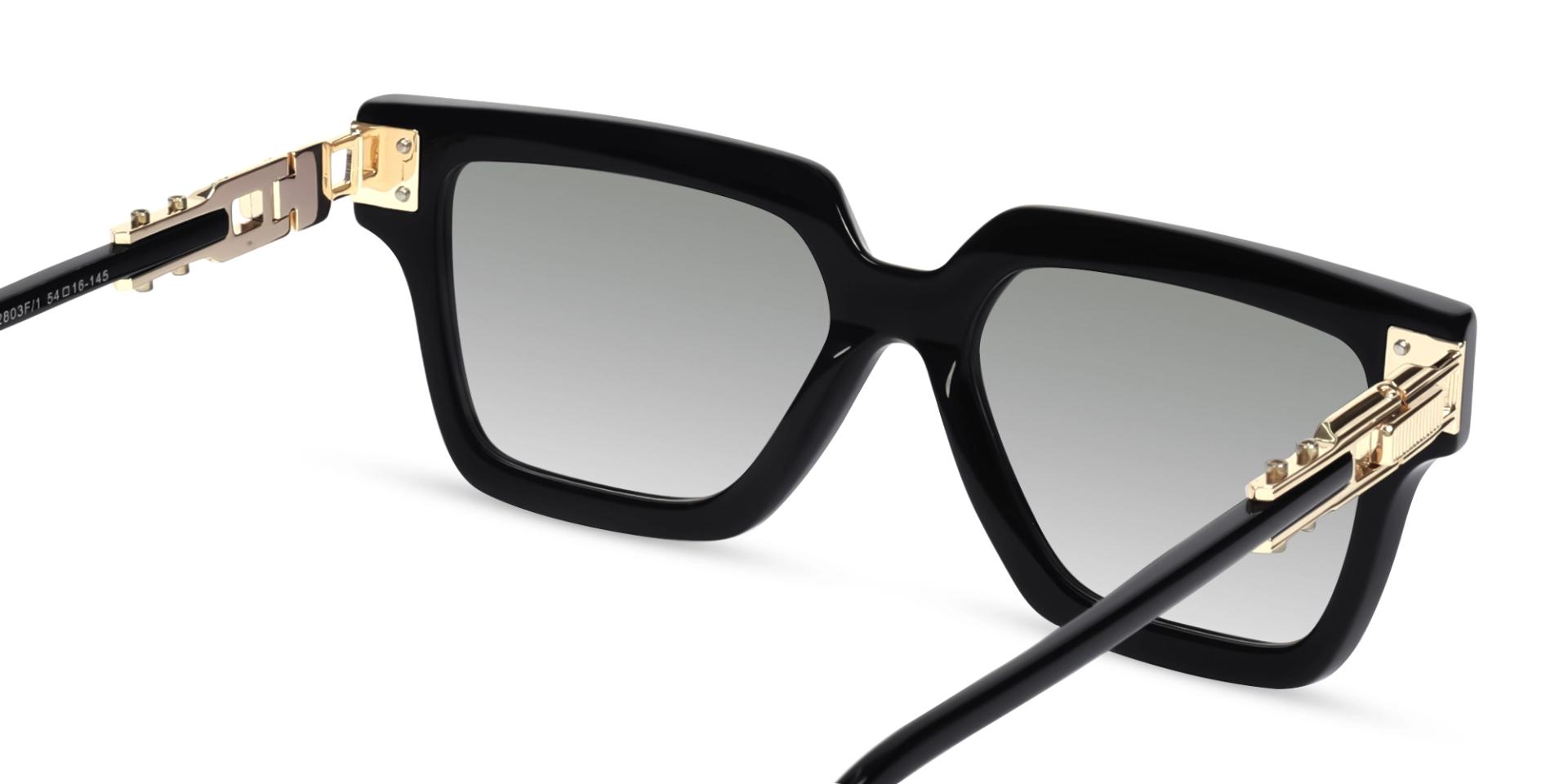 Black Frame With Light Grey Gradient Tint Sunglasses-5