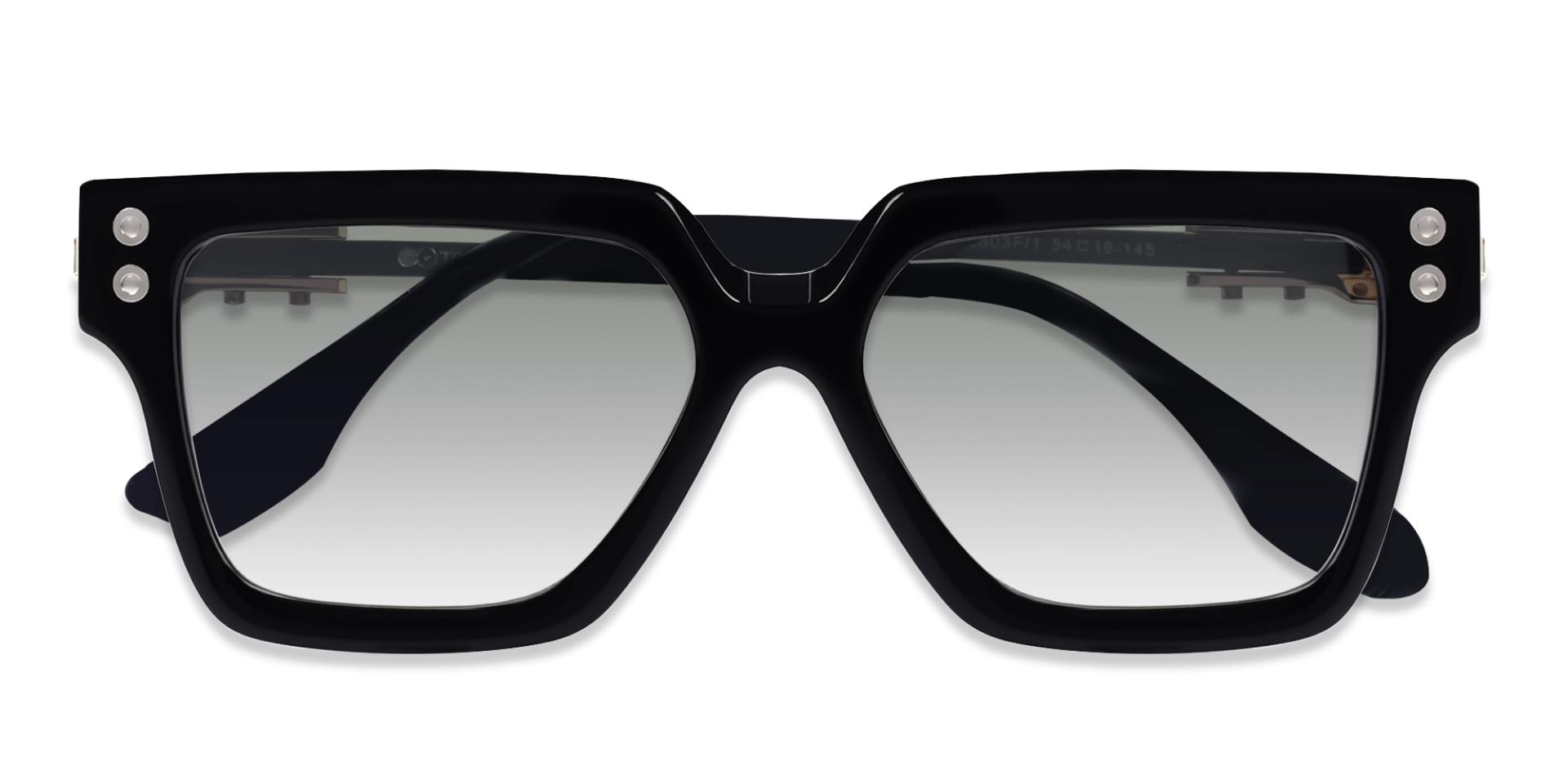 Black Frame With Light Grey Gradient Tint Sunglasses-6