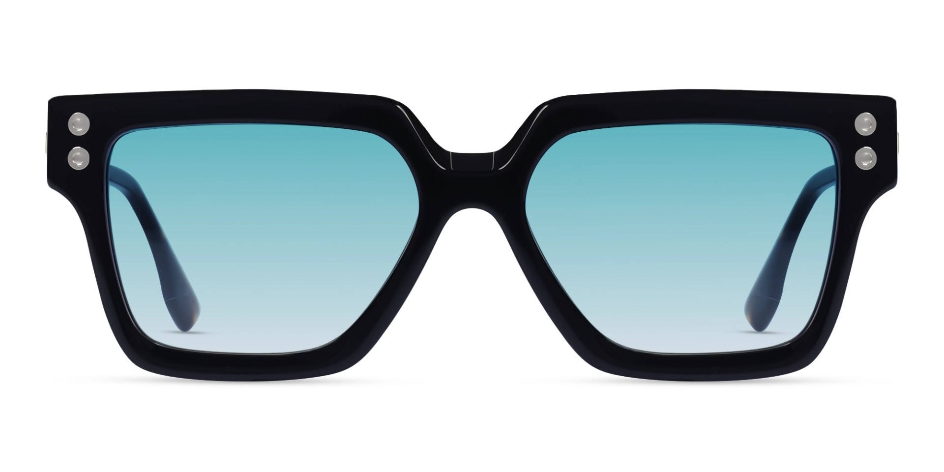Oversized Black & Blue Frame With Blue Tint Sunglasses-1
