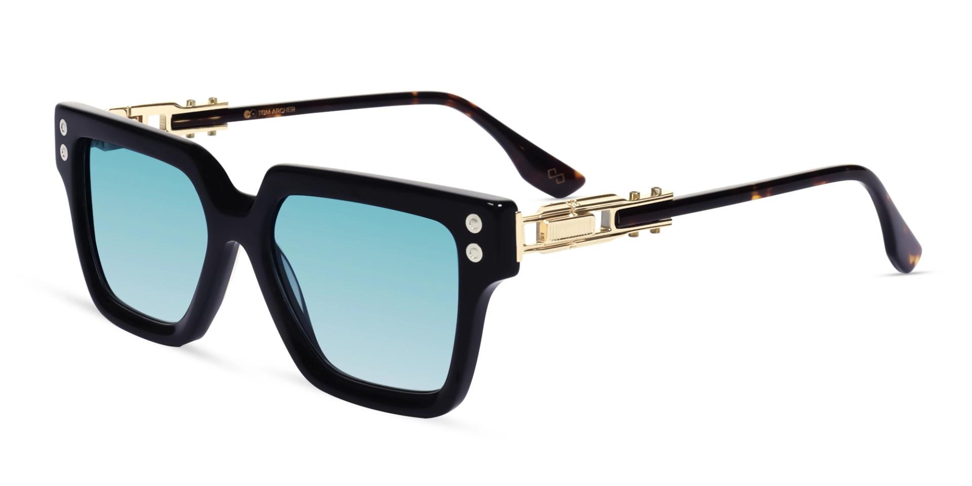 Oversized Black & Blue Frame With Blue Tint Sunglasses-3