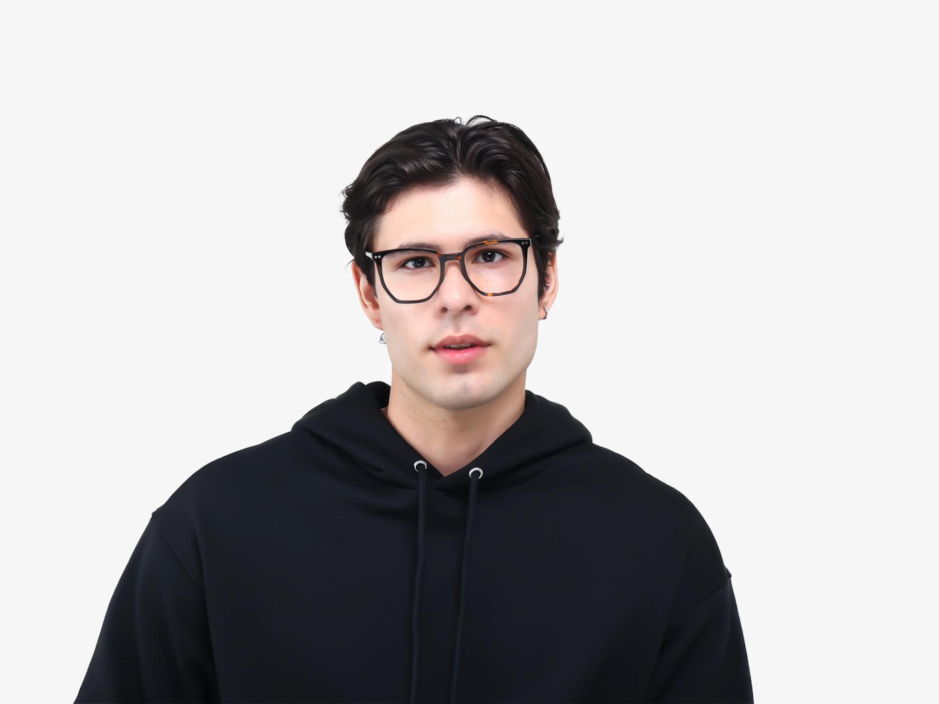 Tortoise Clip-On Glasses with Green & Yellow Lenses