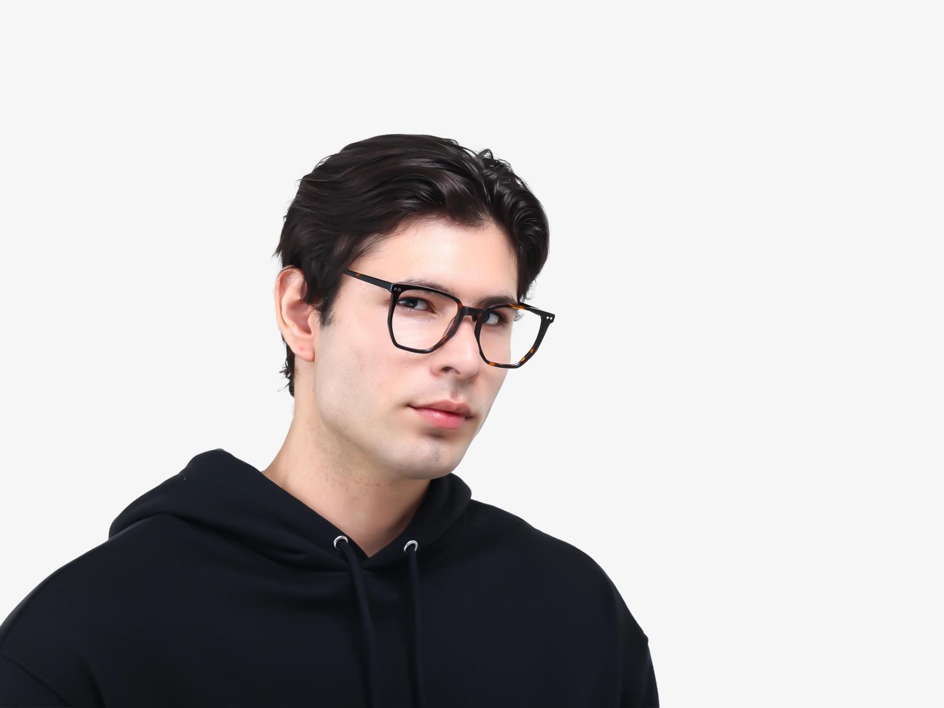 Tortoise Clip-On Glasses with Green & Yellow Lenses