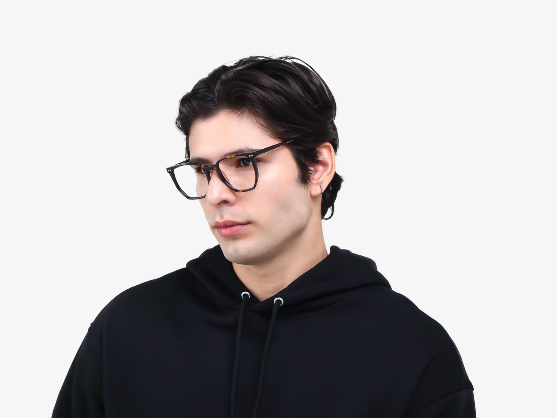 Tortoise Clip-On Glasses with Green & Yellow Lenses