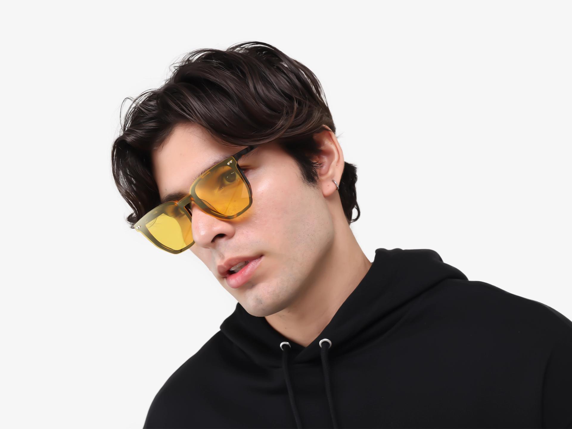 Tortoise Clip-On Glasses with Green & Yellow Lenses
