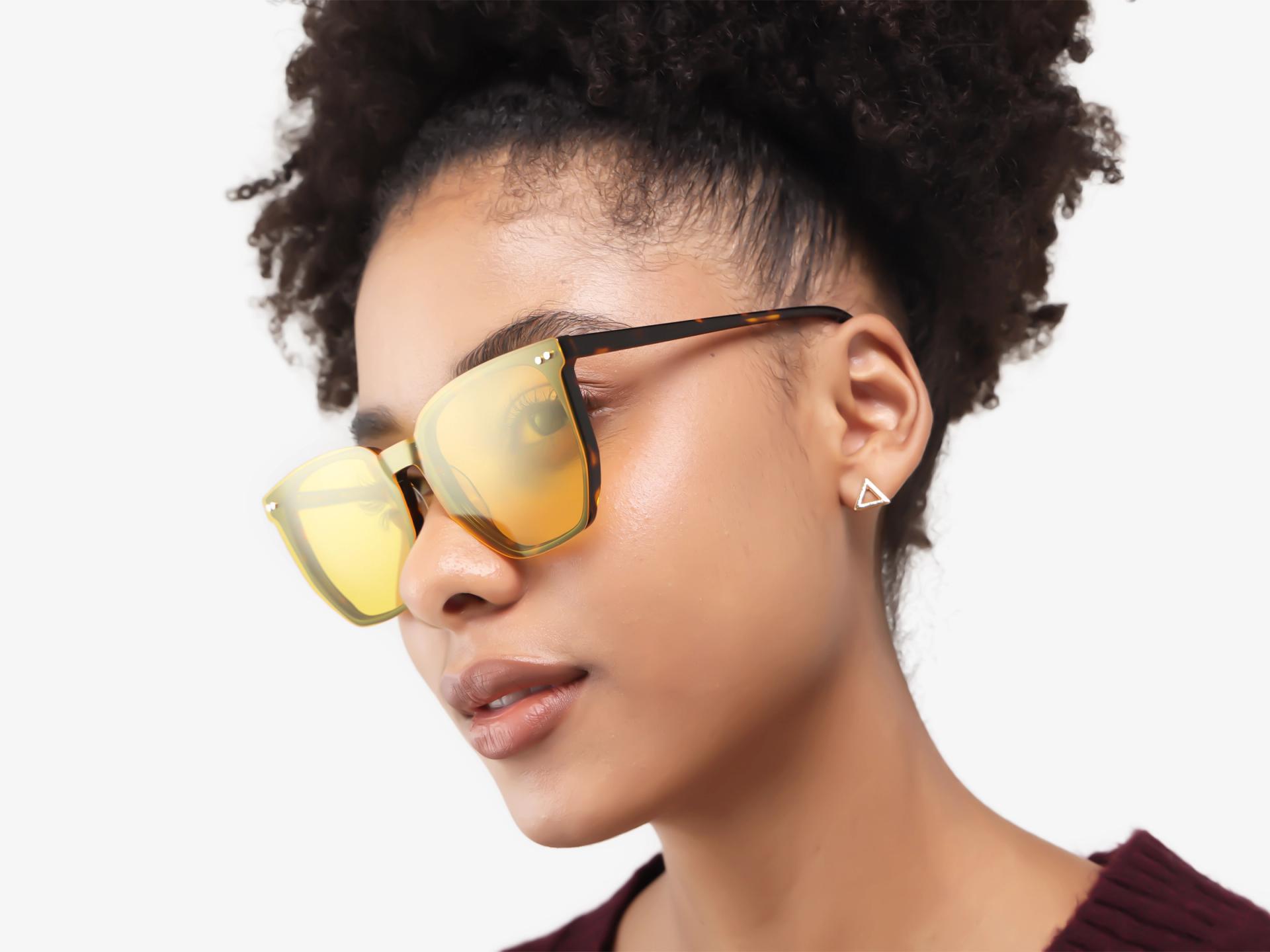 Tortoise Clip-On Glasses with Green & Yellow Lenses