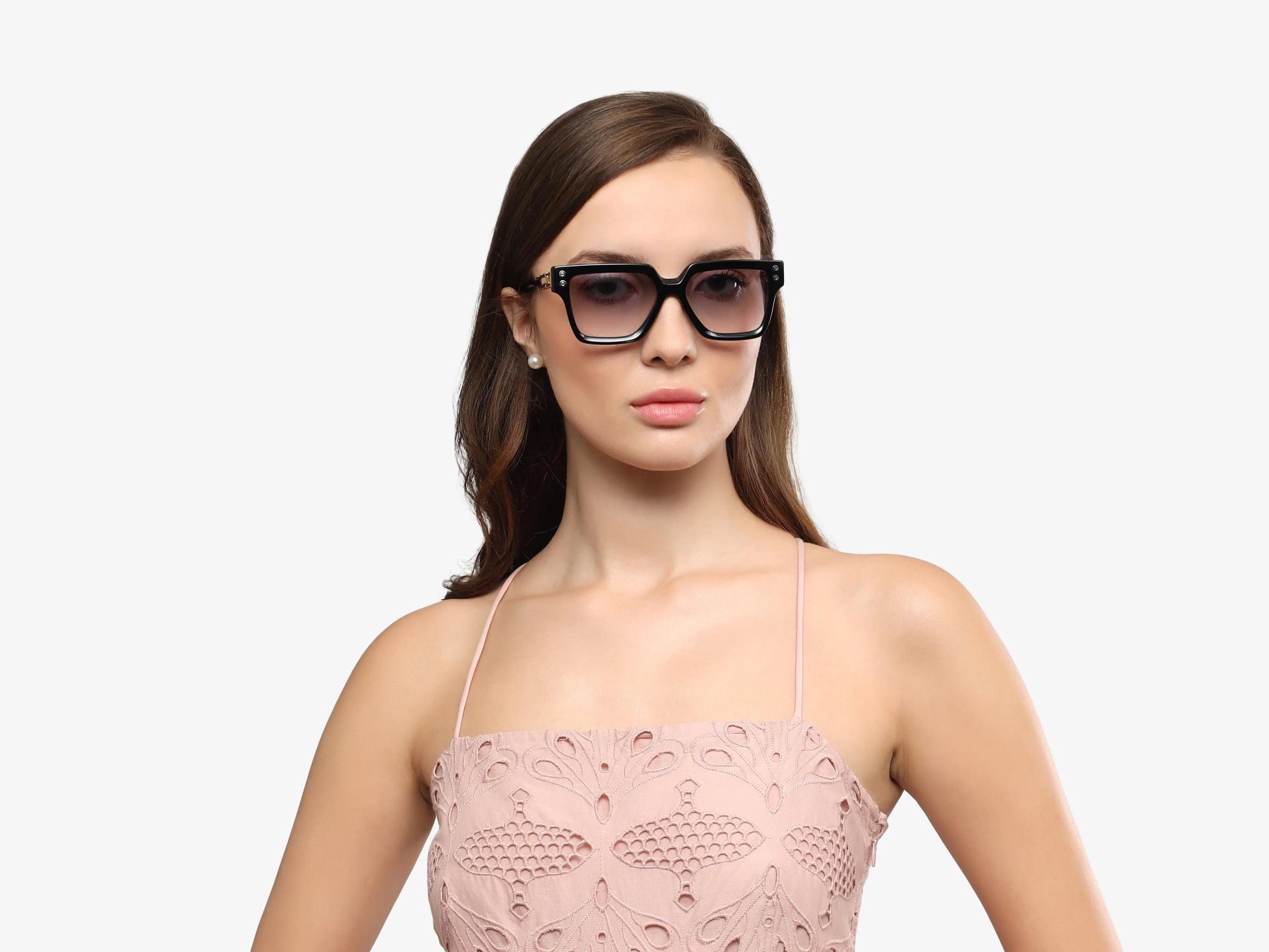Black Frame With Light Grey Gradient Tint Sunglasses-1