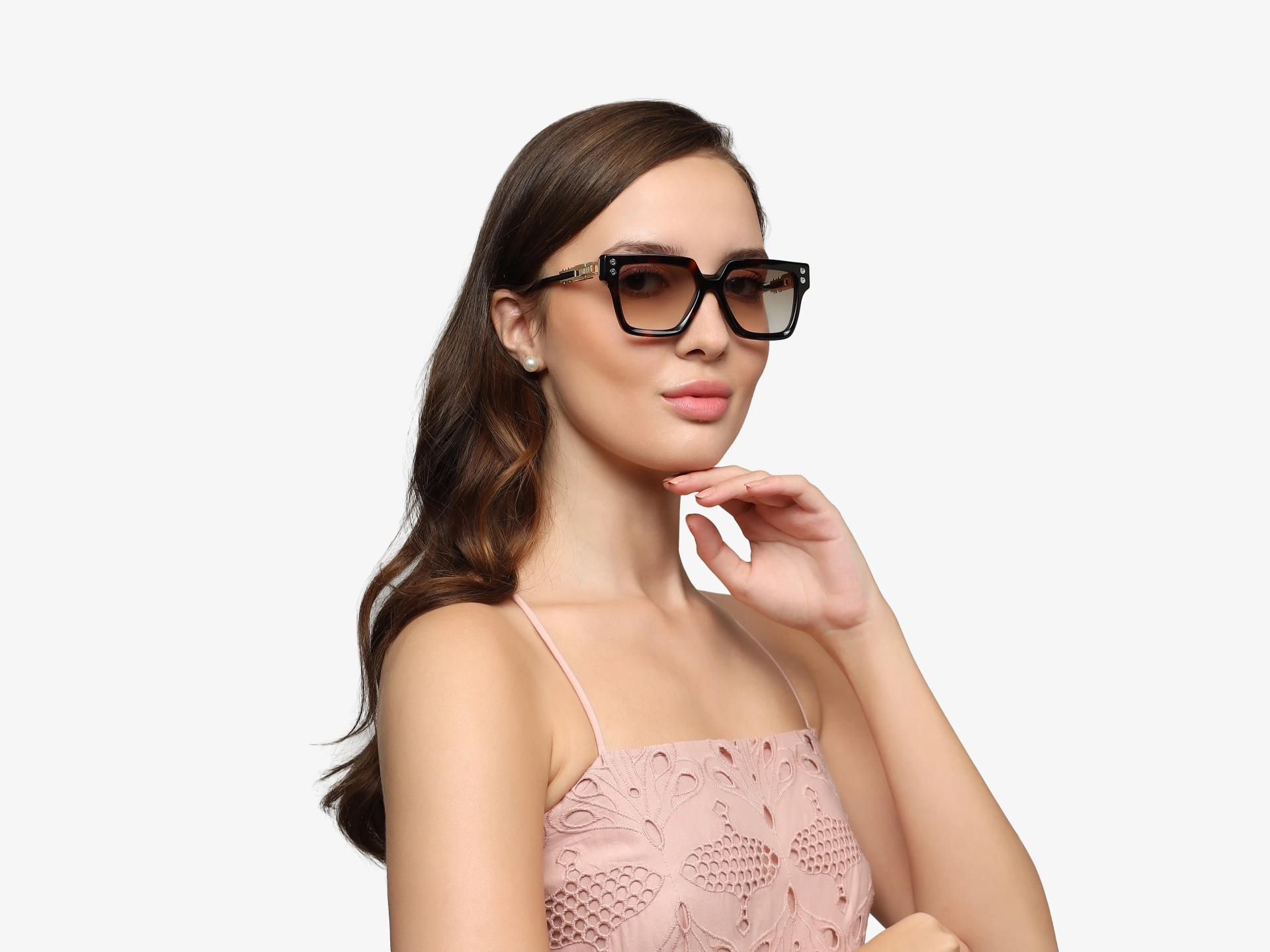 Dark Tortoise Frame With Brown Gradient Tint Sunglasses-1